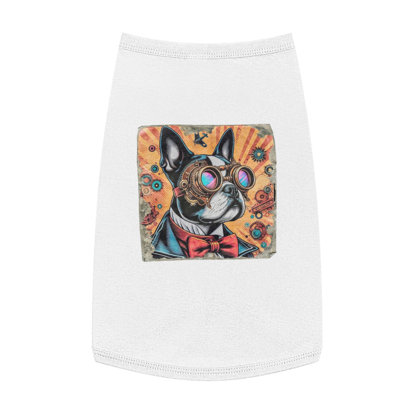 Pet Tank Top Boston Terrier Steampunk Dog Pets Printify L White