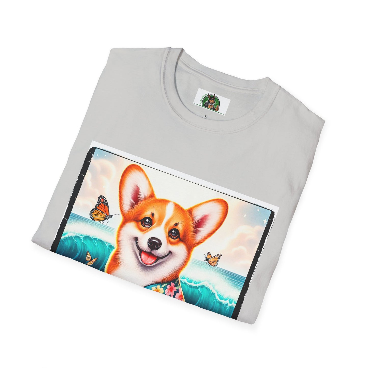 Pembroke Welsh Corgi tiny surfer