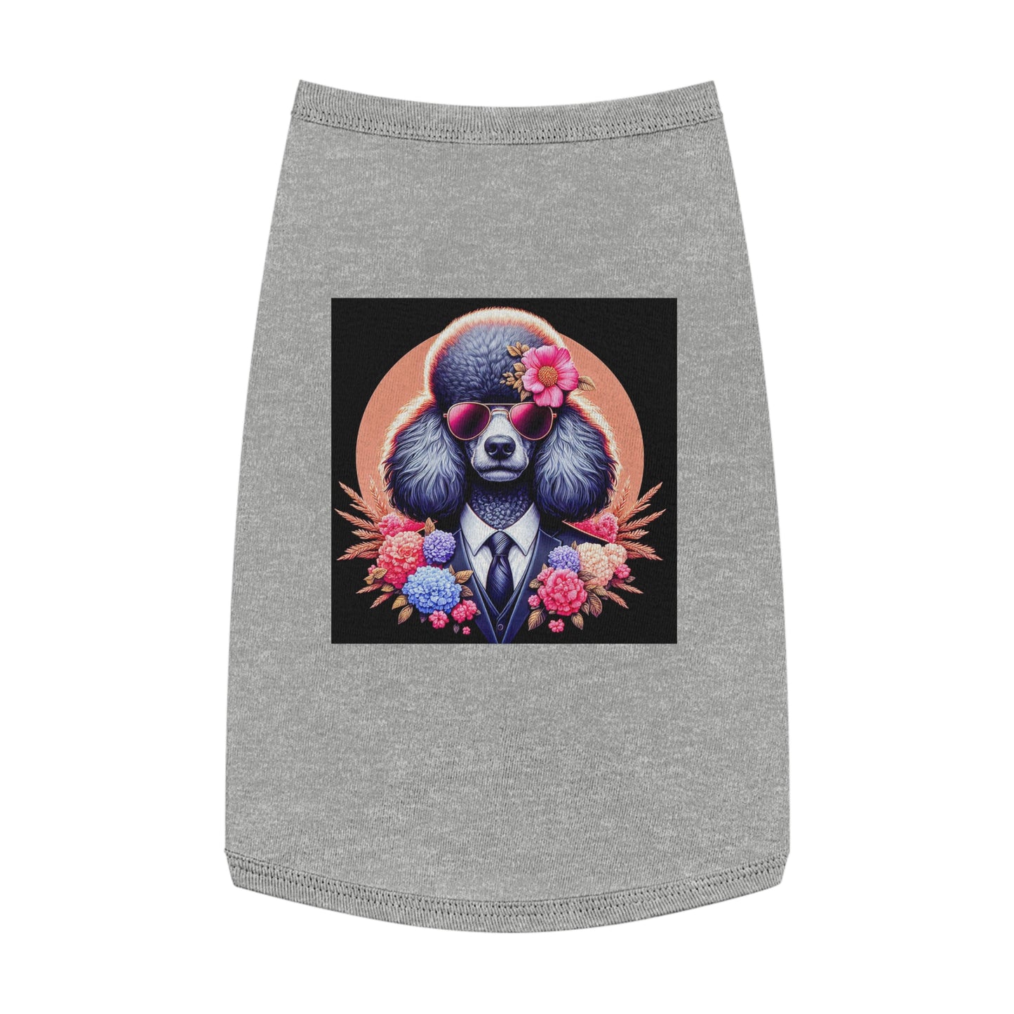 Pet Tank Top Poodle flower business msn Pets Printify L Heather