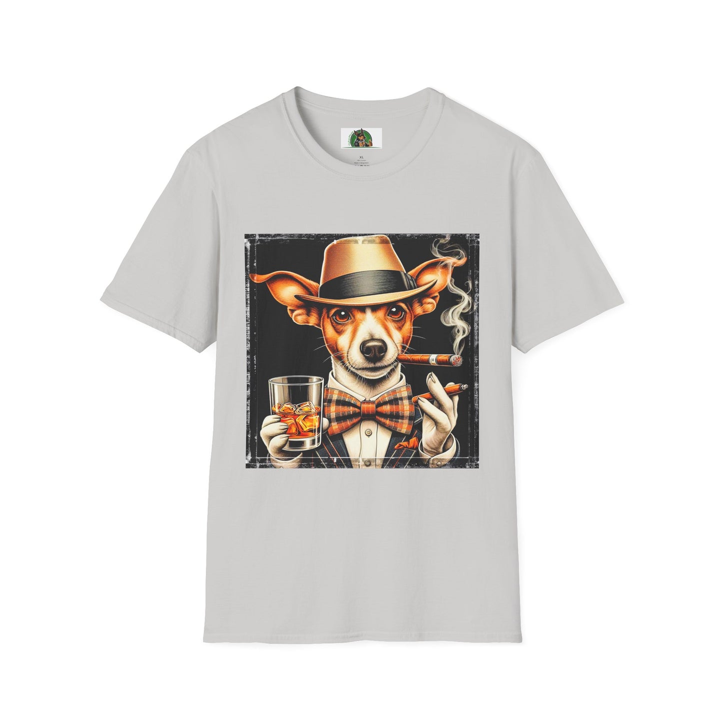 Rat Terrier T-Shirt cigars and whiskey T-Shirt Printify S Ice Grey