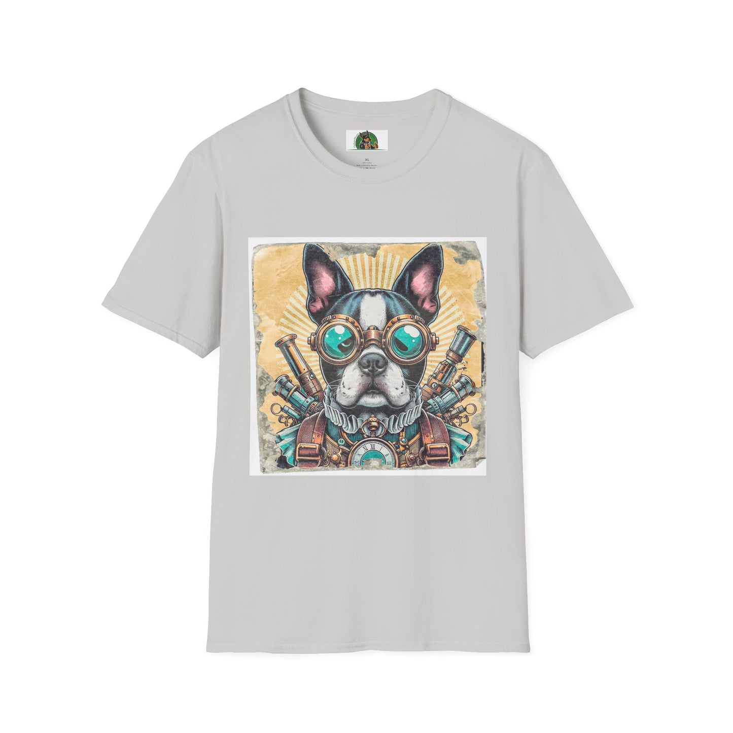 Boston Terrier Steampunk Dog Shirt T-Shirt Printify S Ice Grey