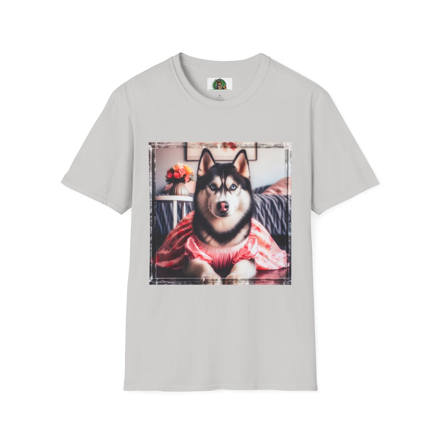 Husky pretty pink dress shirt T-Shirt Printify S Ice Grey