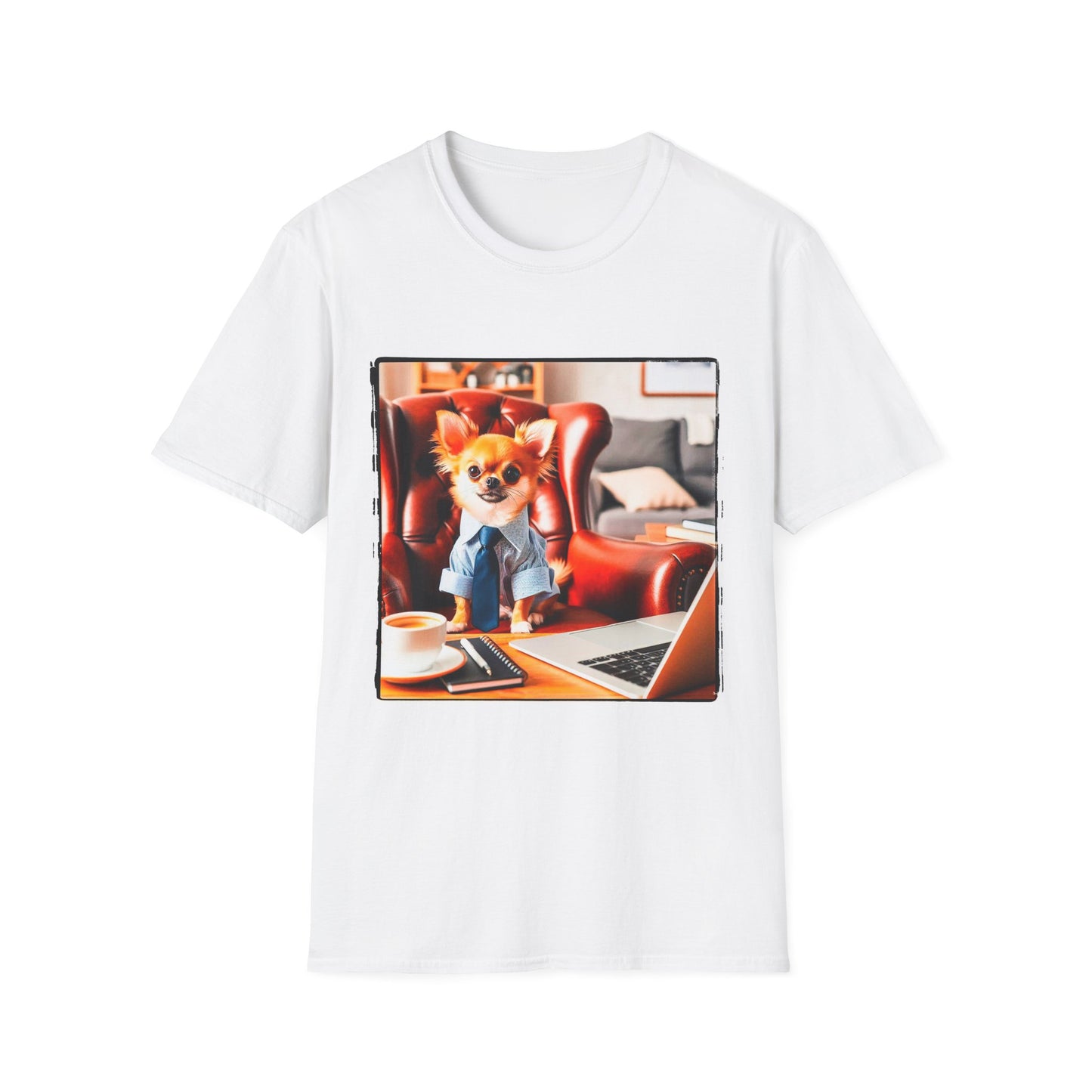 Chihuahua working man t shirt T-Shirt Printify XS White