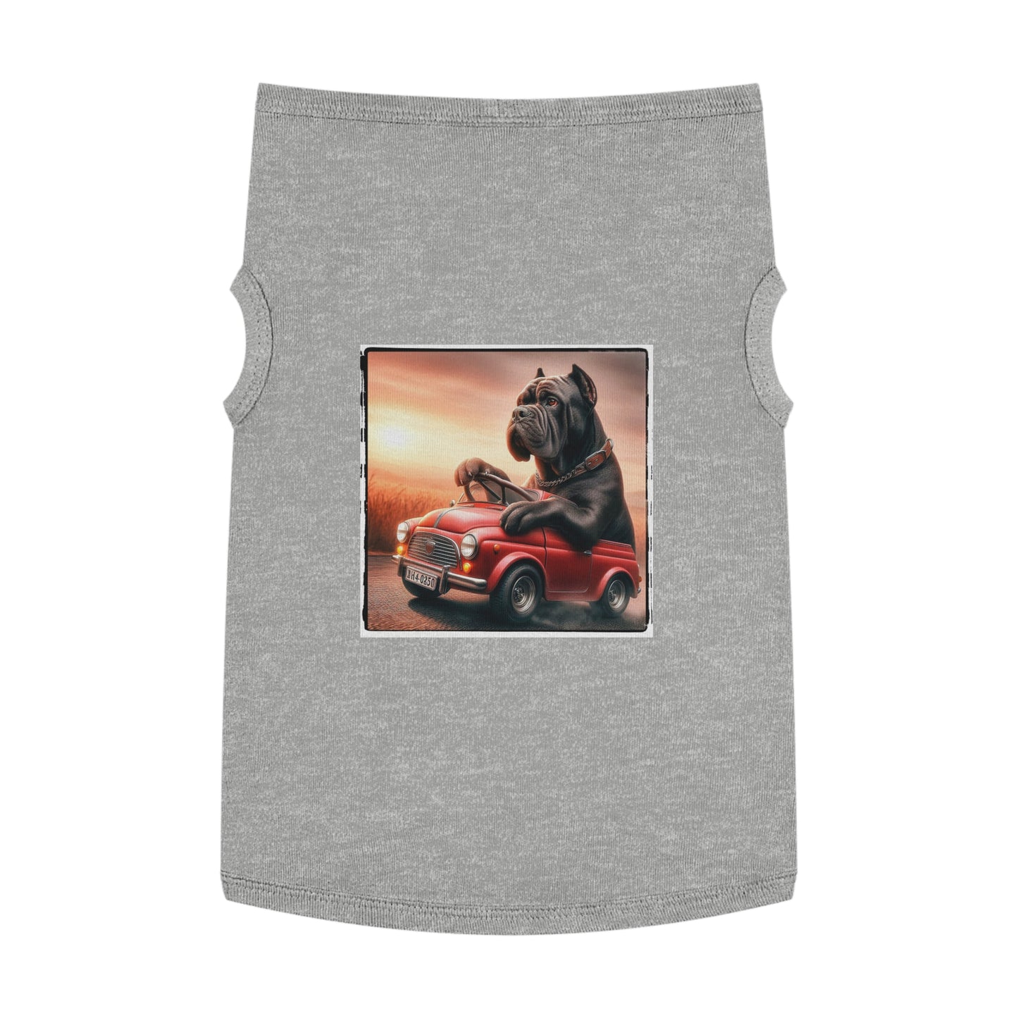 Wacky Pet Tank Top Cane Corso Dog In Small Car Pets Printify XL Heather