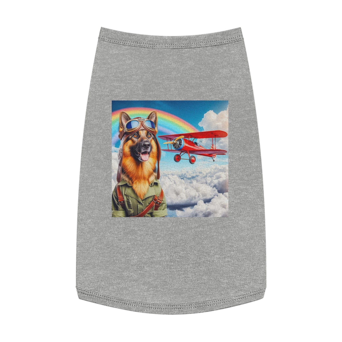 German Shepherd airplane pilot shirt Pets Printify L Heather