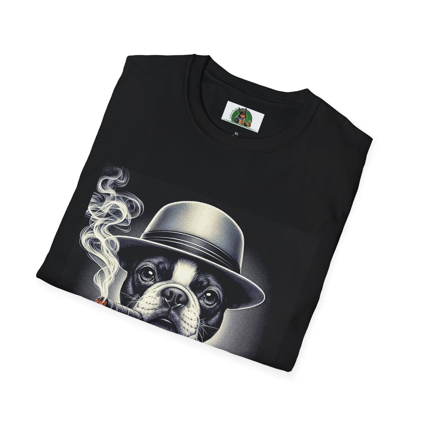 Boston Terrier Male Dog Smoking Cigar Drinking Whiskey T-Shirt Printify