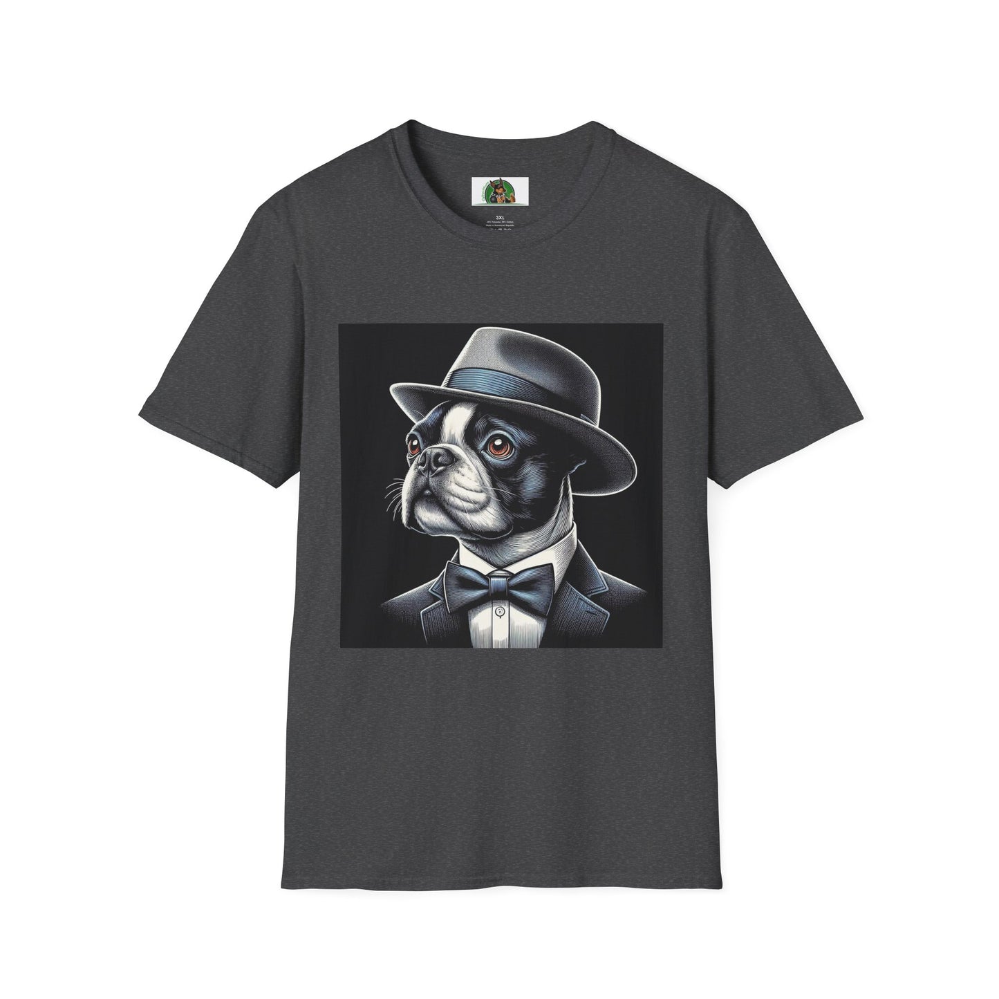 Boston Terrier Classy Dog In Suit Shirt T-Shirt Printify XS Dark Heather