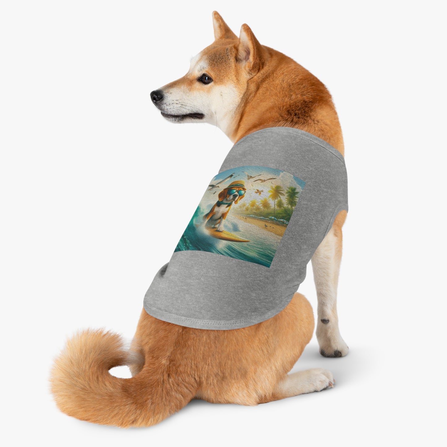 Pet Tank Top Beagle Surfer Dog Pets Printify
