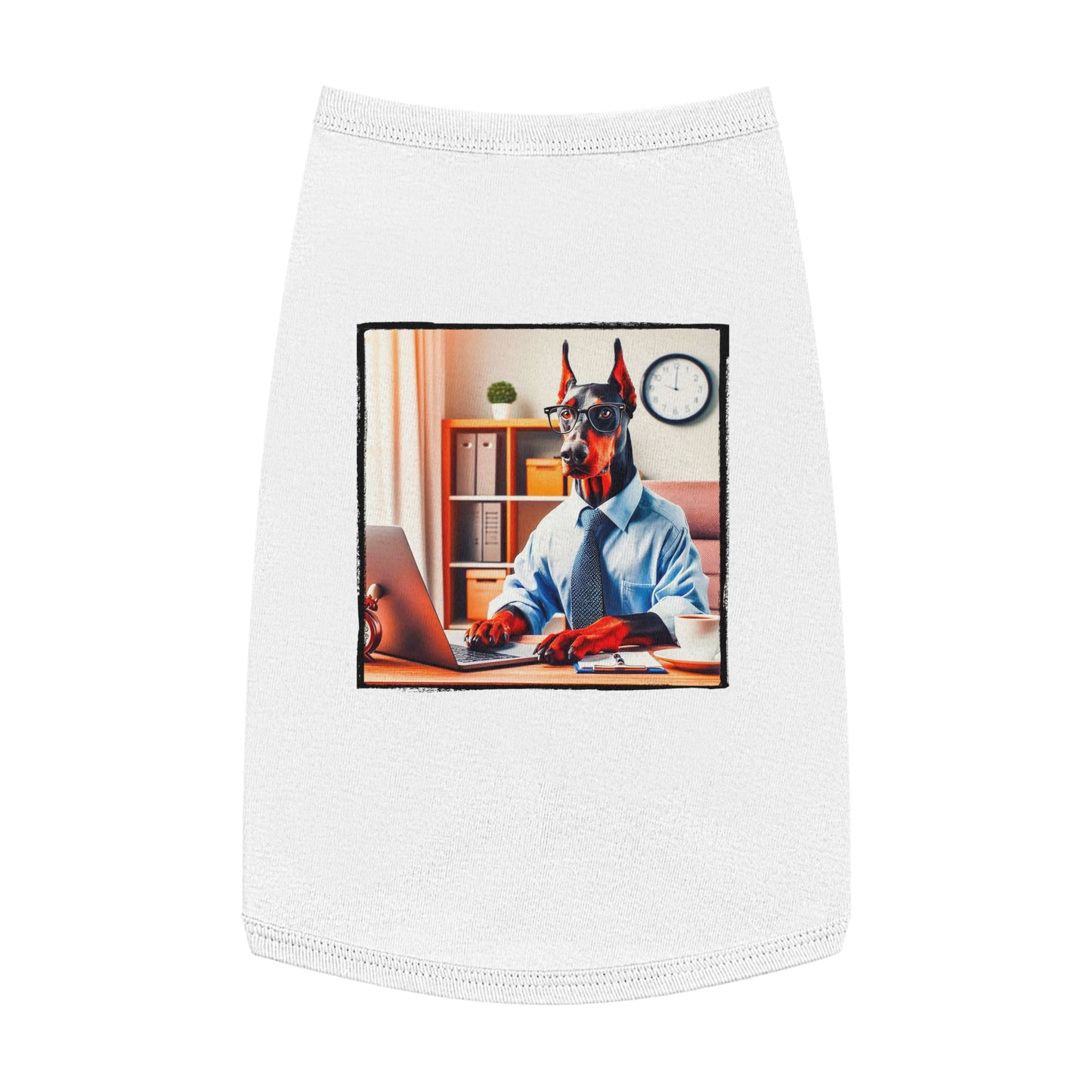 Pet Tank Top Doberman working man t shirt Pets Printify L White
