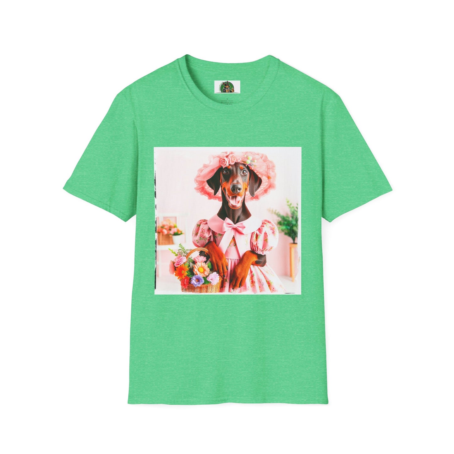 Doberman easter t shirt T-Shirt Printify S Heather Irish Green