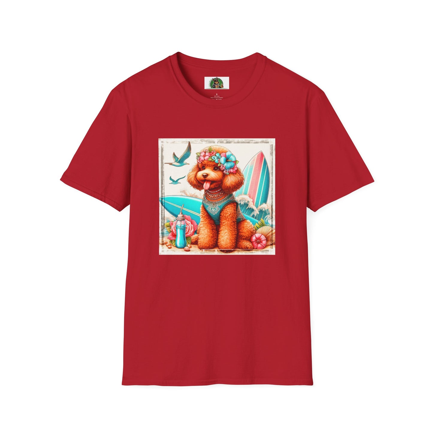 Poodle beach surfer babe t shirt T-Shirt Printify S Cherry Red