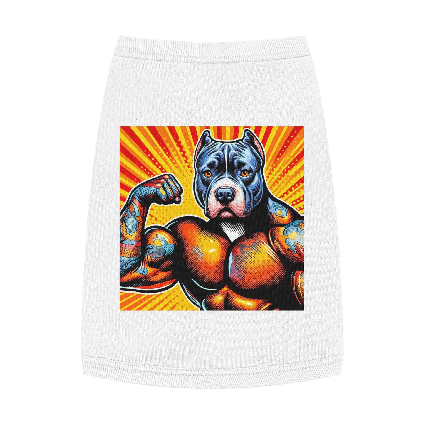 Pet Tank Top Pit Bull arm flexing Pets Printify M White