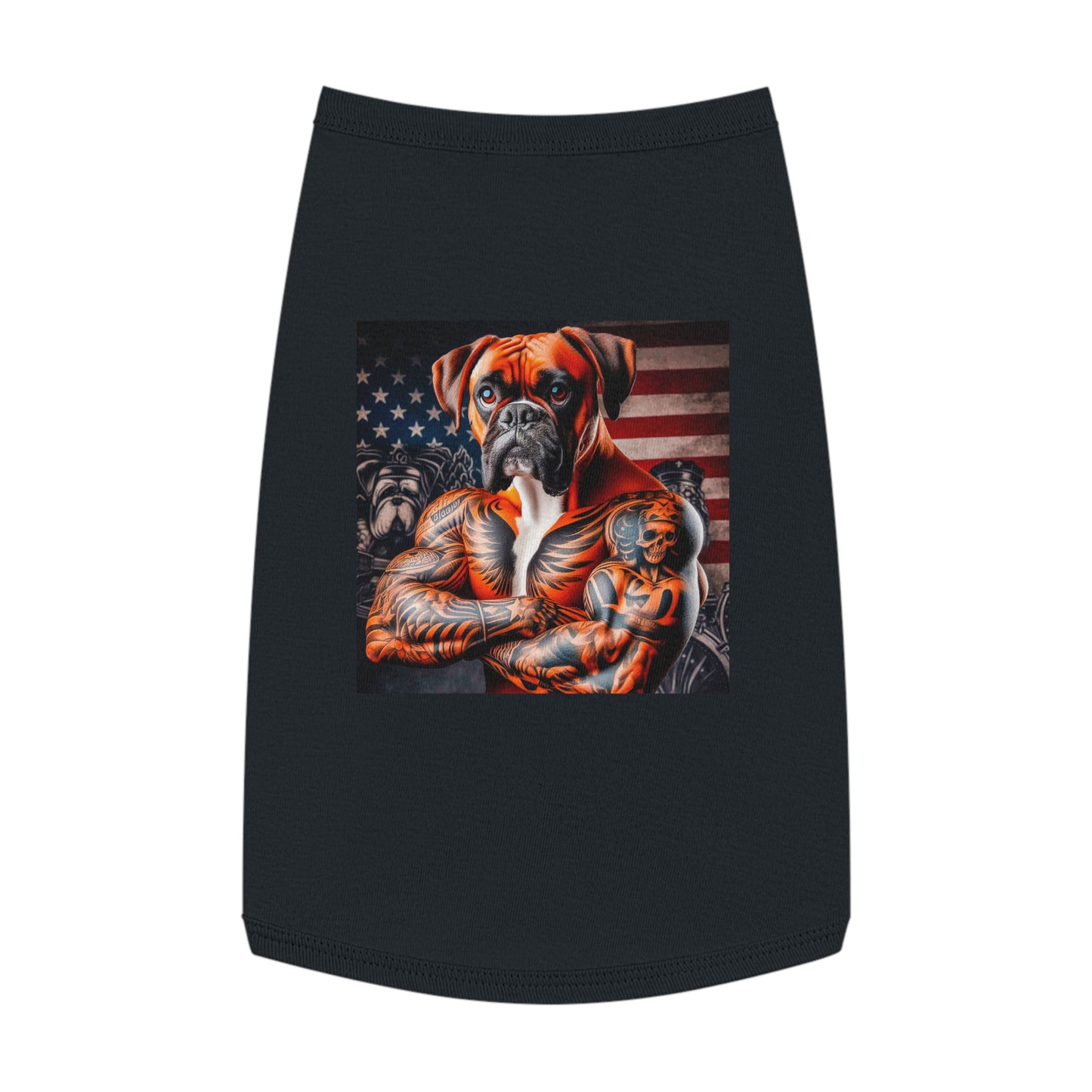Pet Tank Top Boxer Dog American Flag Pets Printify L Black
