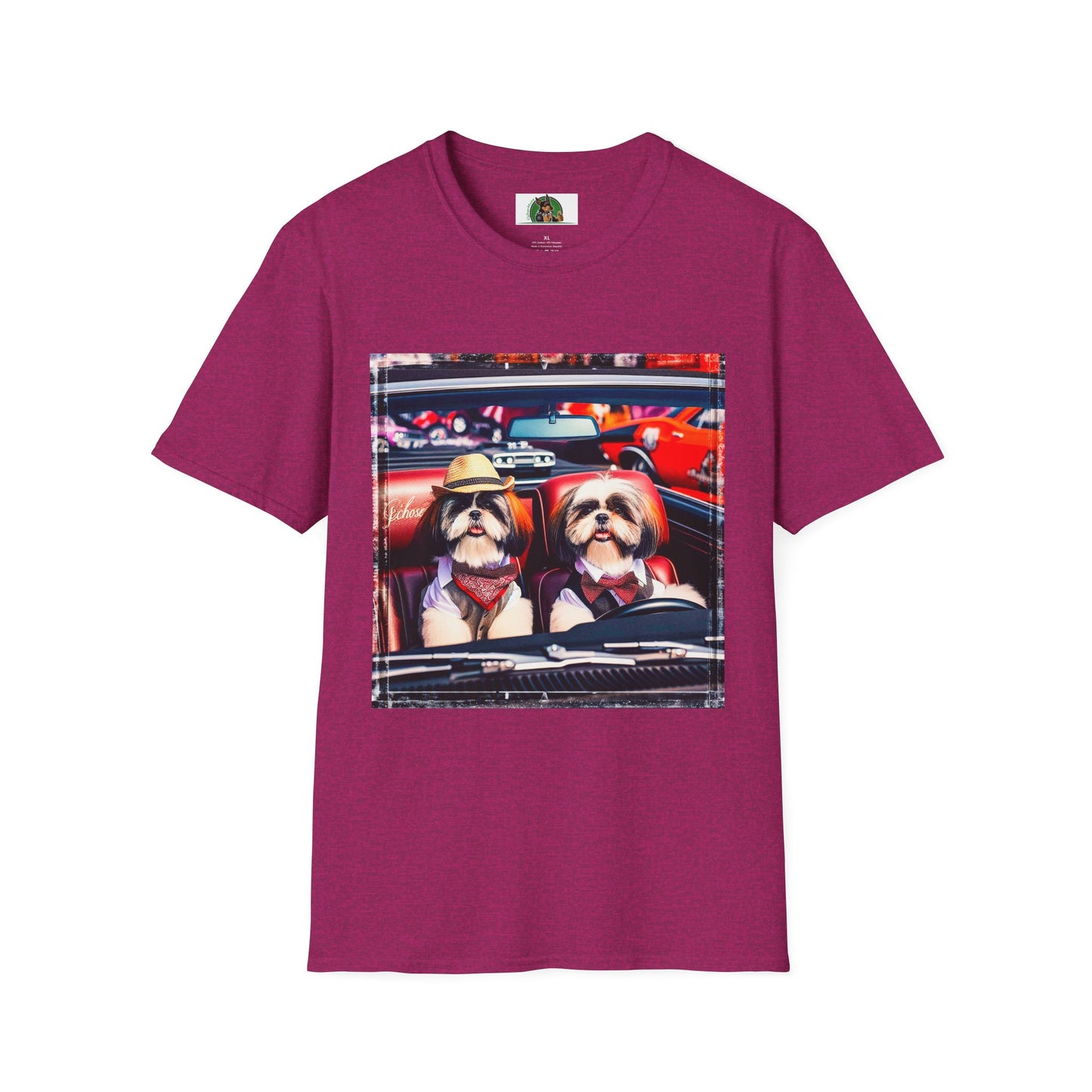 Wacky Shih Tzu driving frirbfs T-Shirt Printify S Antique Heliconia