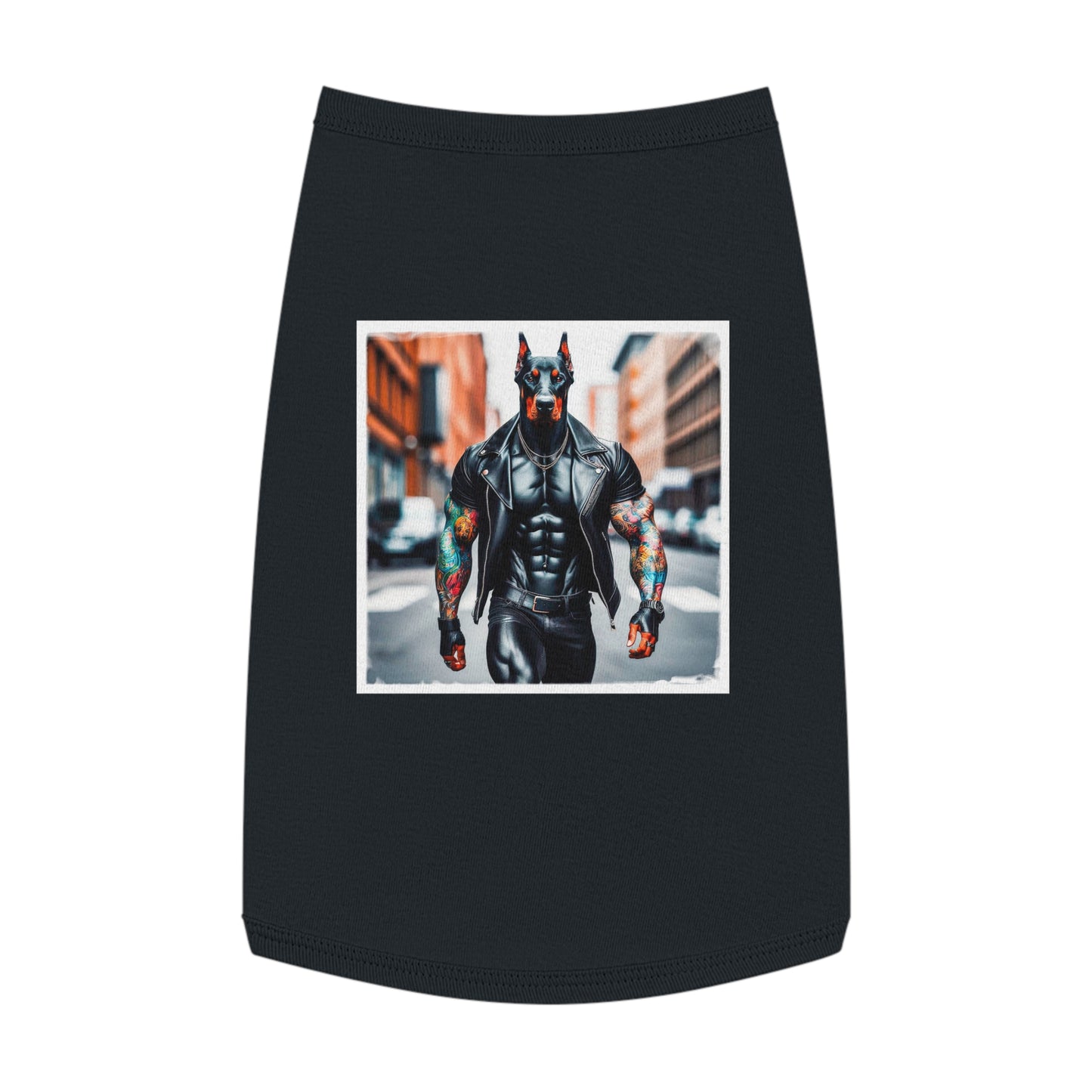 Pet Tank Top Doberman tough in black t shirt Pets Printify