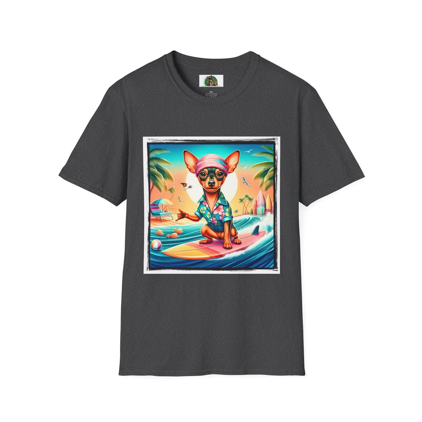 Min Pin T-Shirt Hawaiian surfing T-Shirt Printify XS Dark Heather