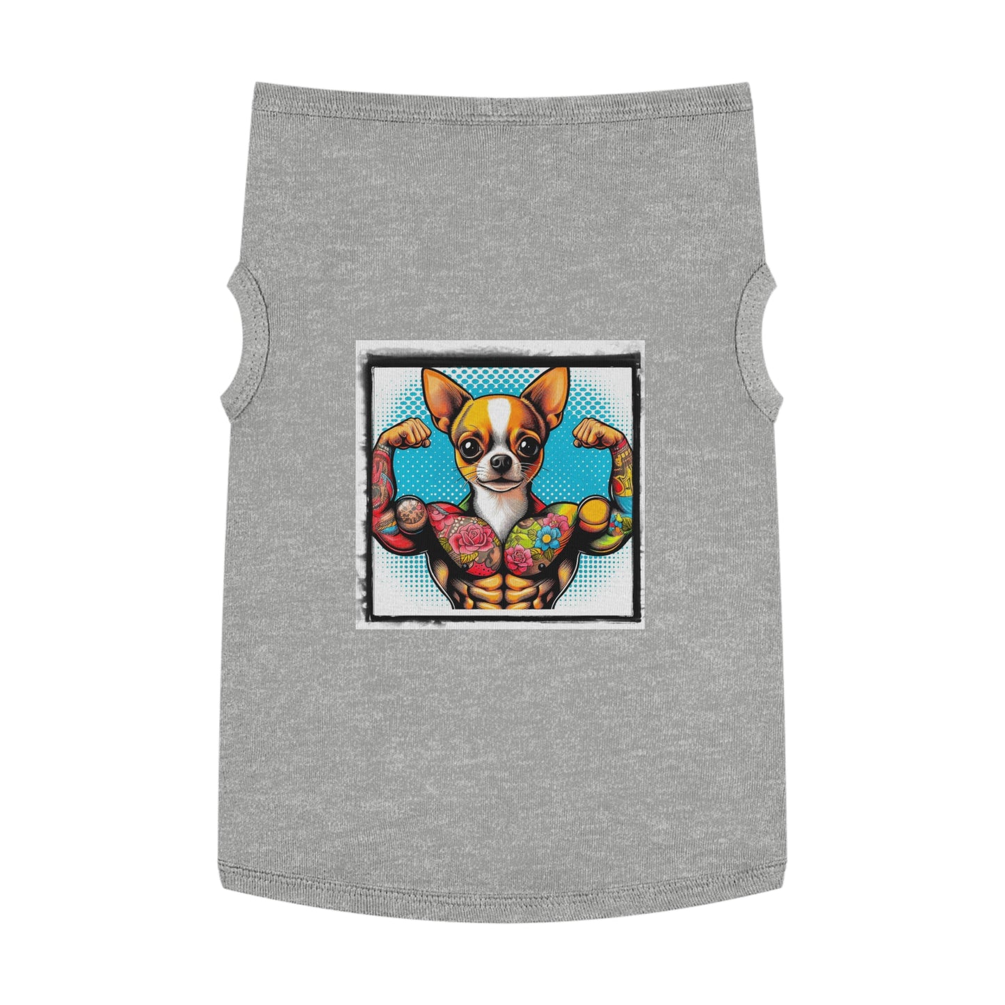 Pet Tank Top Chihuahua flexing t shirt Pets Printify XL Heather