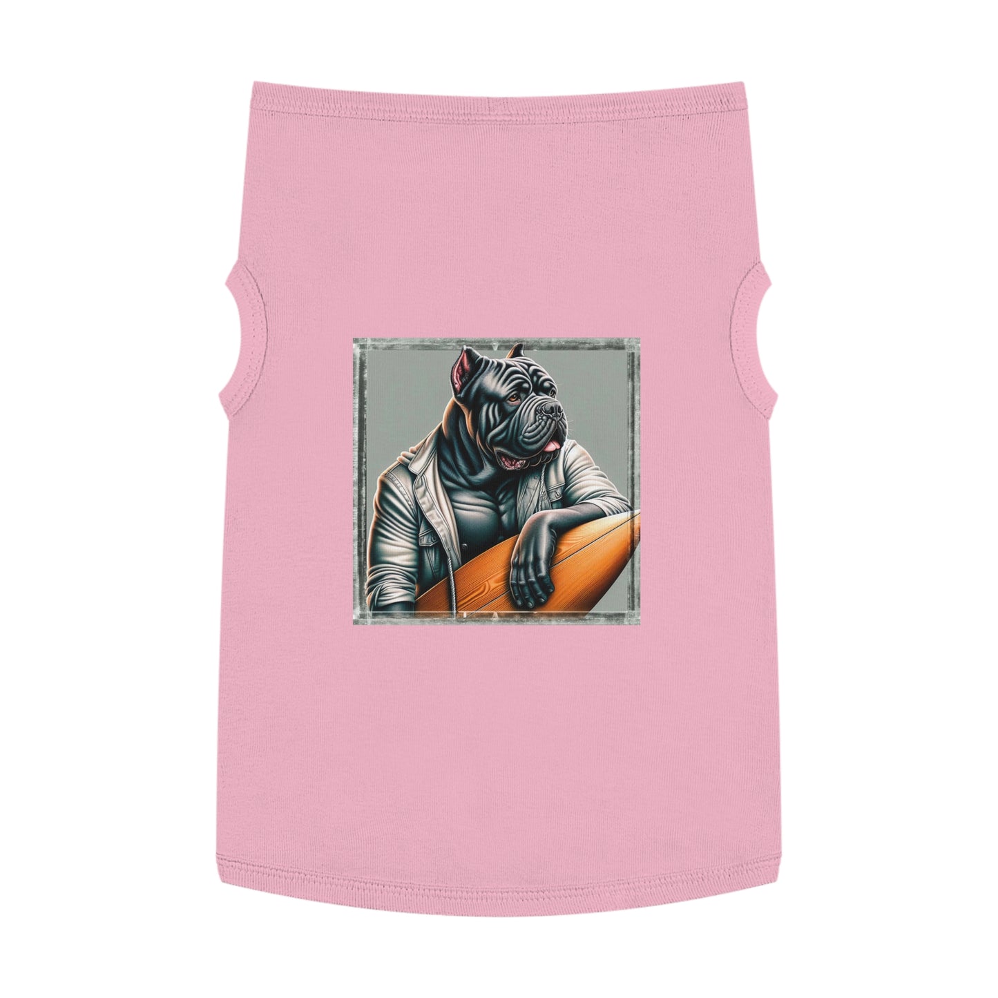 Pet Tank Top Cane Corso In Leather Jacket Surfer Pets Printify XL Pink