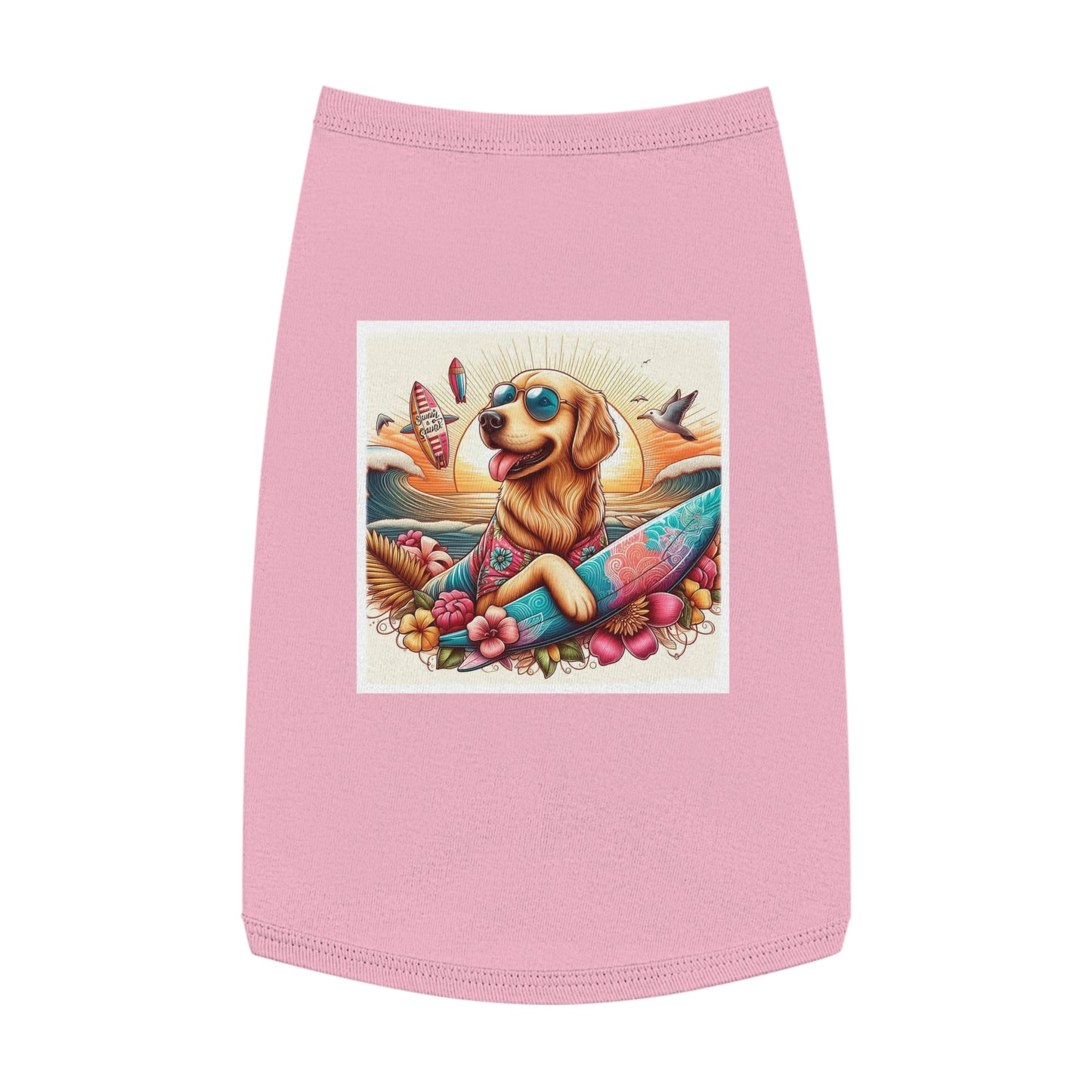 Golden Retriever pet tank top sunny day Pets Printify L Pink