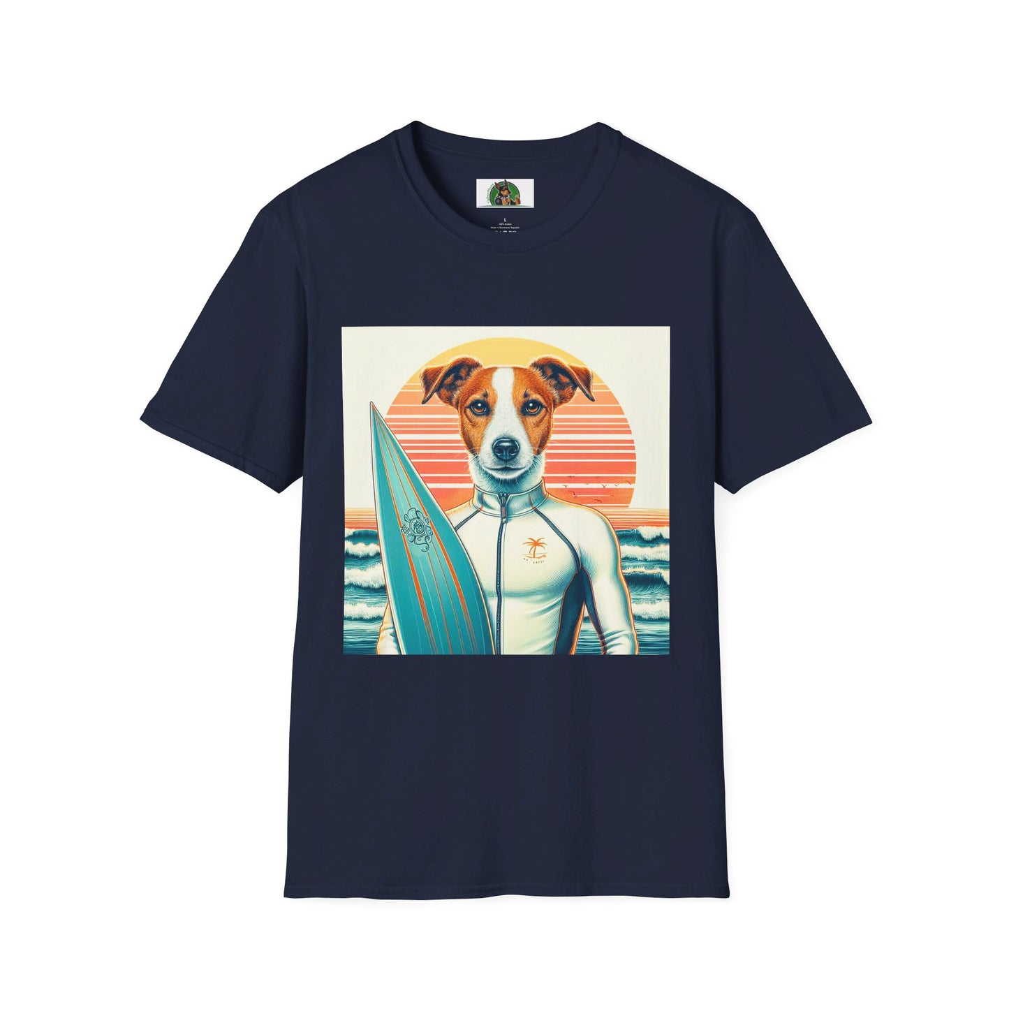 Jack Russell Wet Suit Surfer T-Shirt Printify S Navy