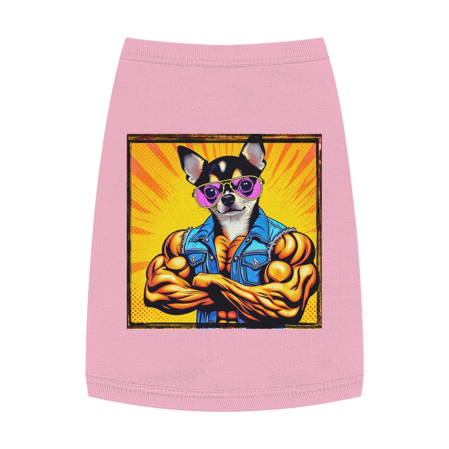 Pet Tank Top Chihuahua golden muscles t shirt Pets Printify M Pink
