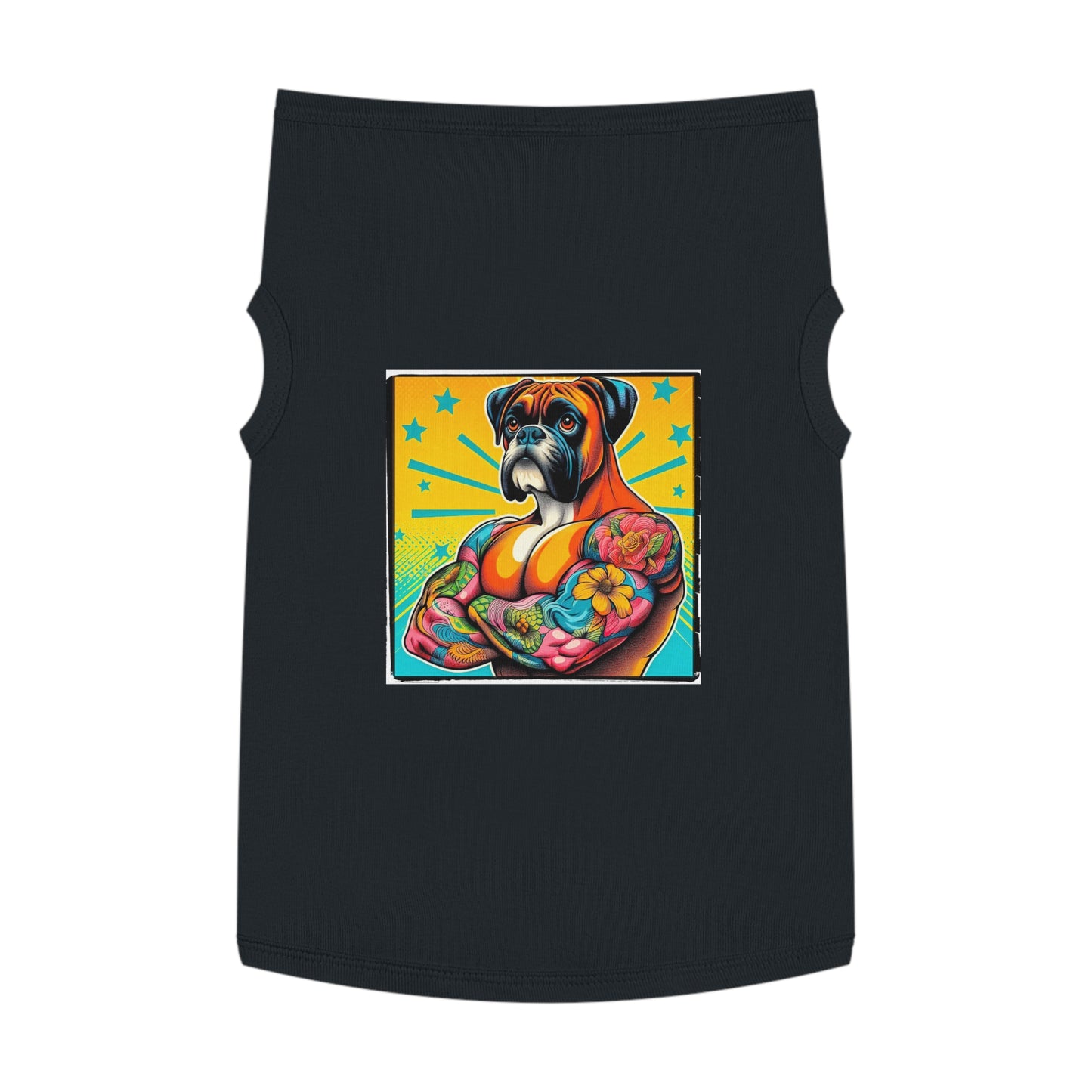 Pet Tank Top Boxer Tattooed Dog Pets Printify XL Black