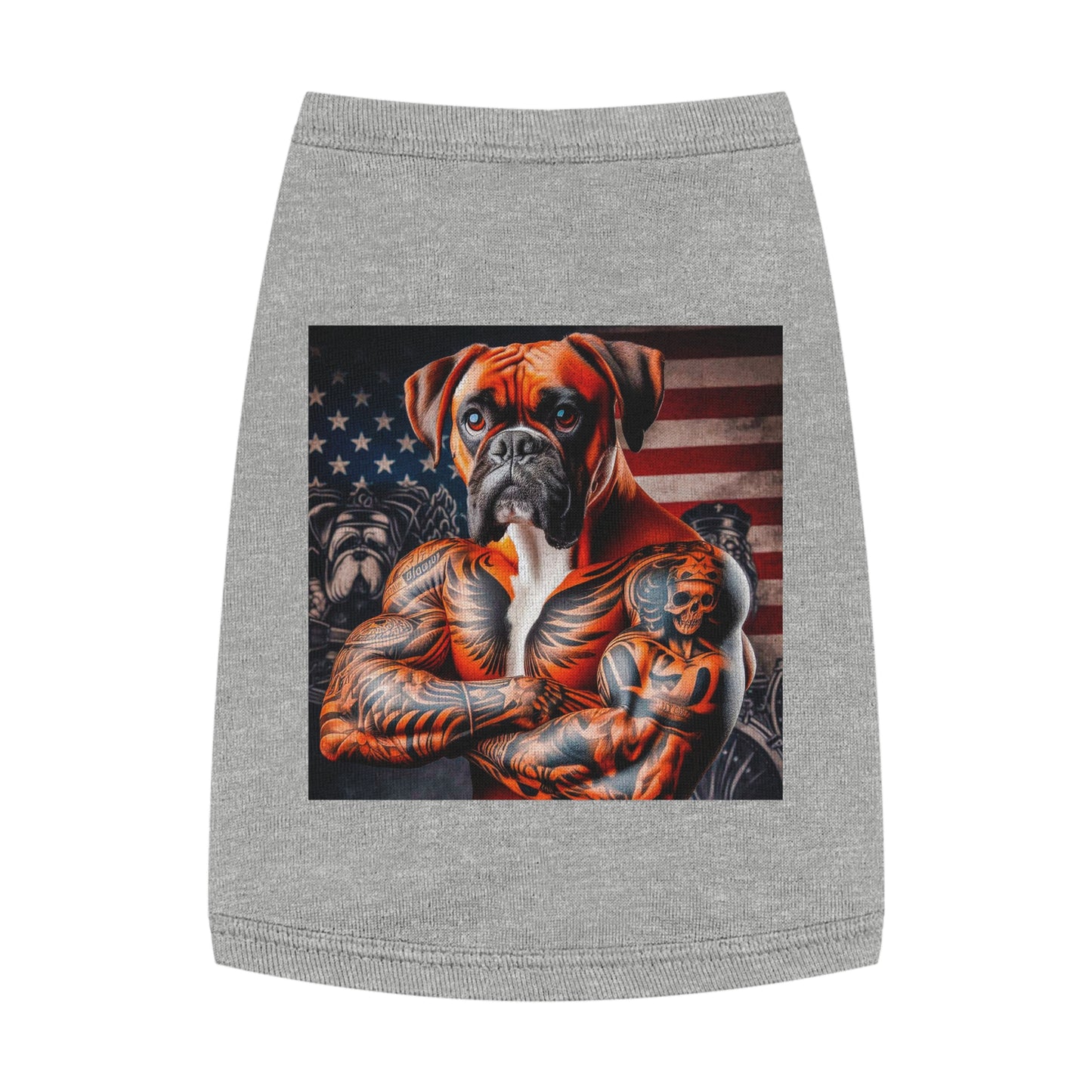 Pet Tank Top Boxer Dog American Flag Pets Printify M Heather