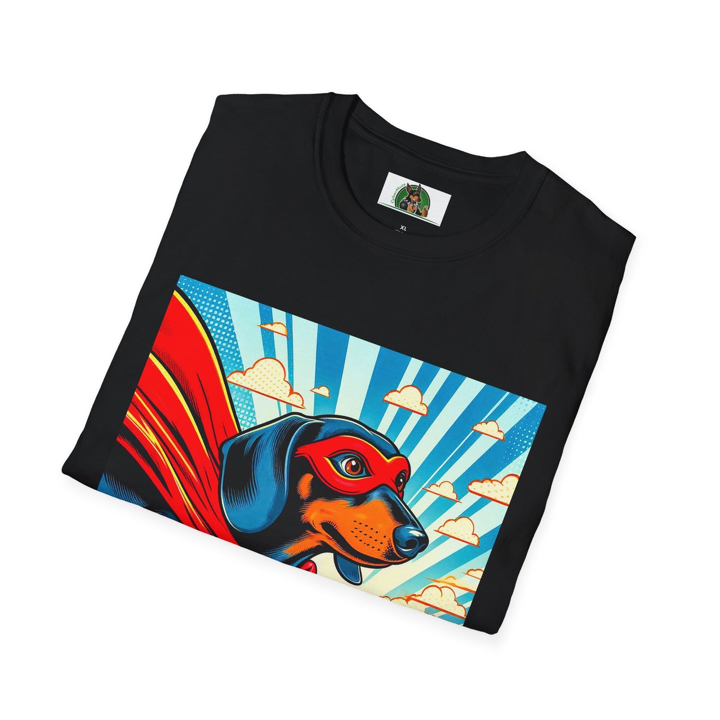 Dachshund flying superhero t shirt