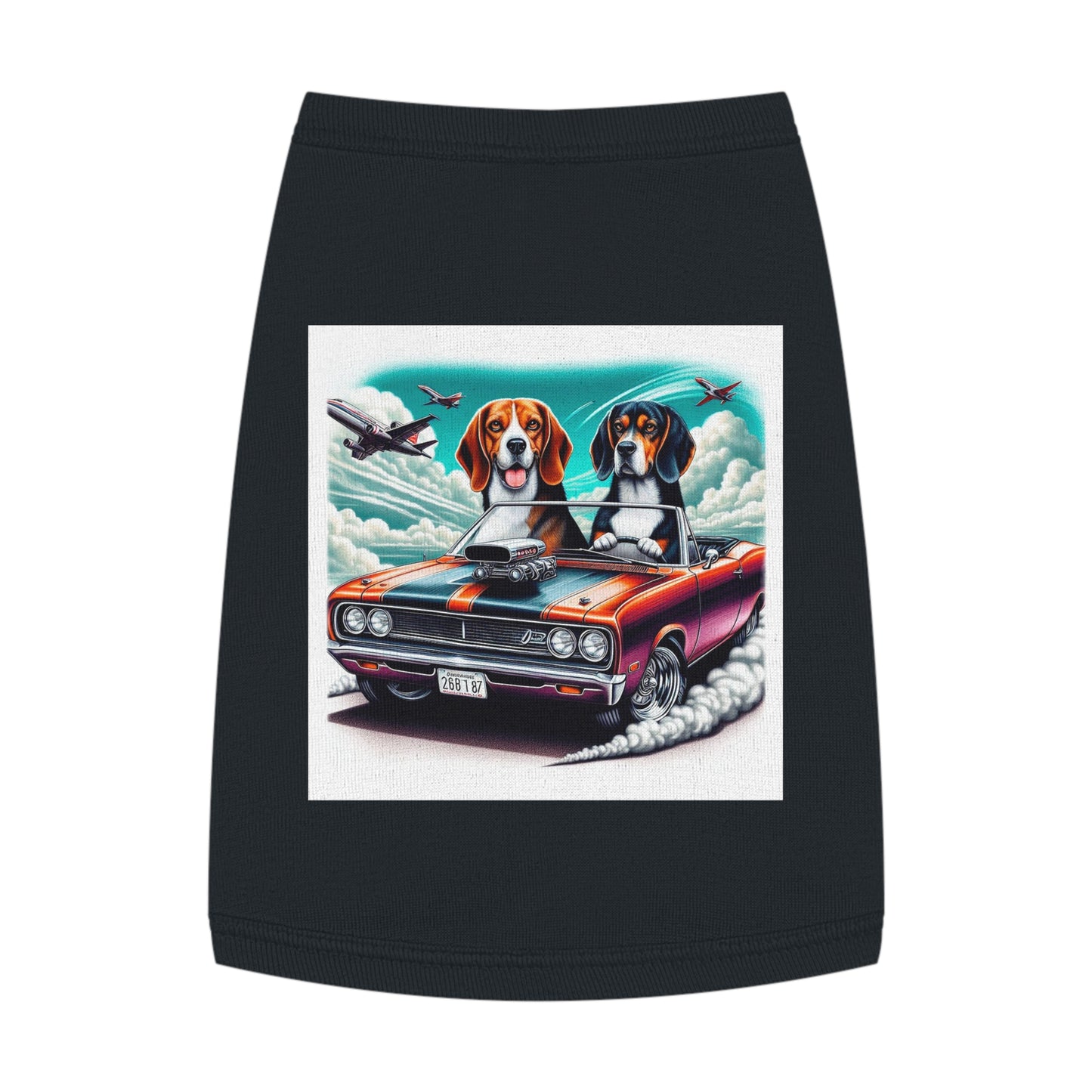Pet Tank Top Wacky Beagle Dogs In Race Car Pets Printify M Black