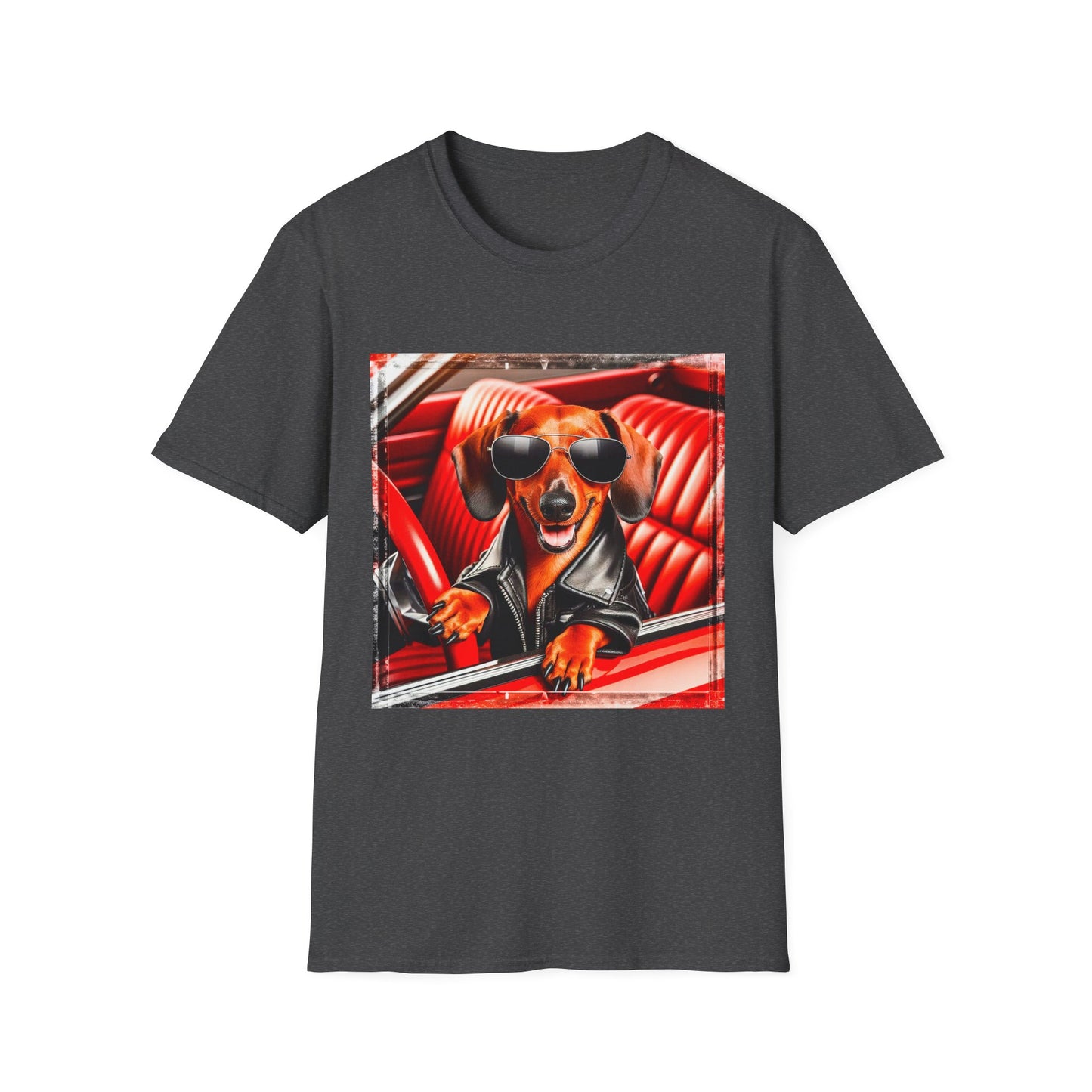 Wacky Dachshund grease lightning t shirt T-Shirt Printify XS Dark Heather