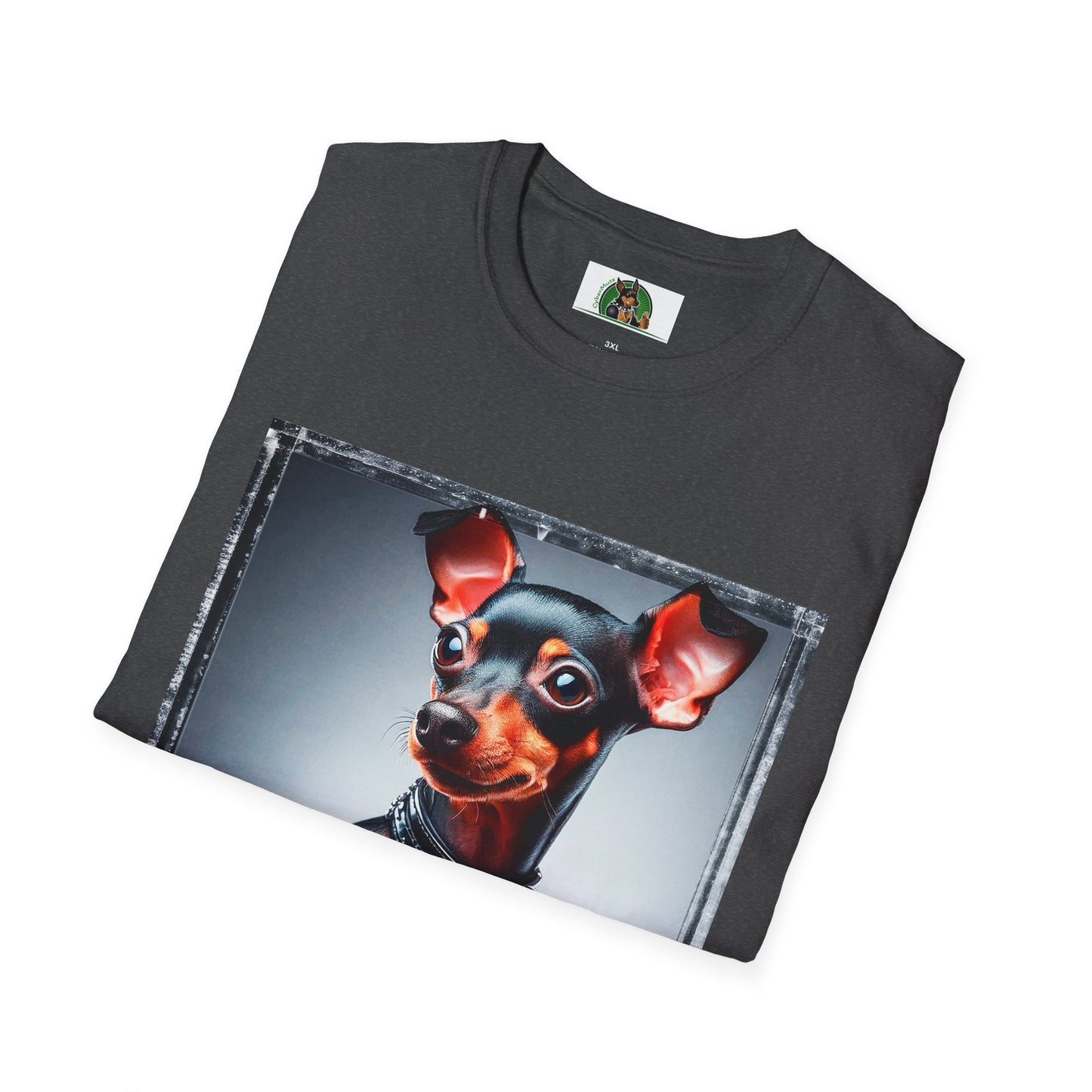 Min Pin T-Shirt muscular arms T-Shirt Printify