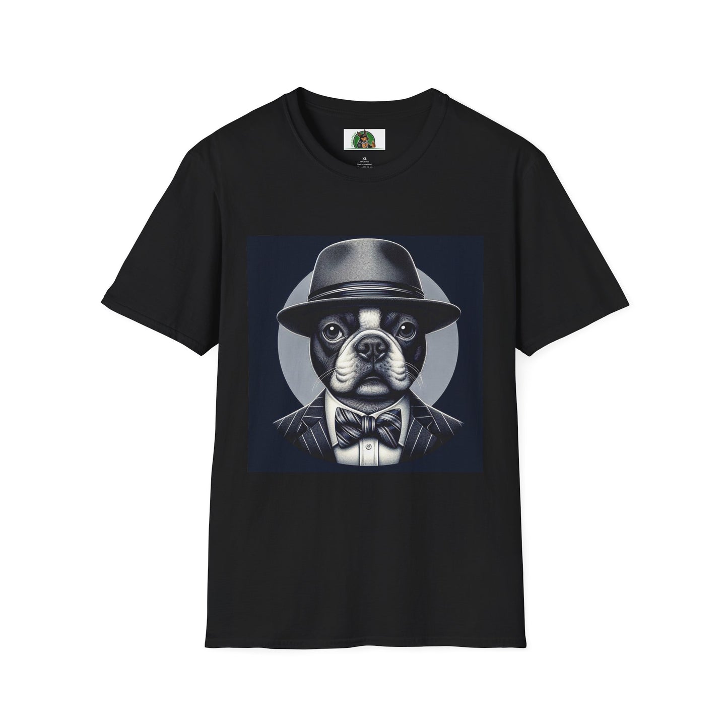 Boston Terrier T-Shirt - Dog in Suit and Hat Design T-Shirt Printify XS Black