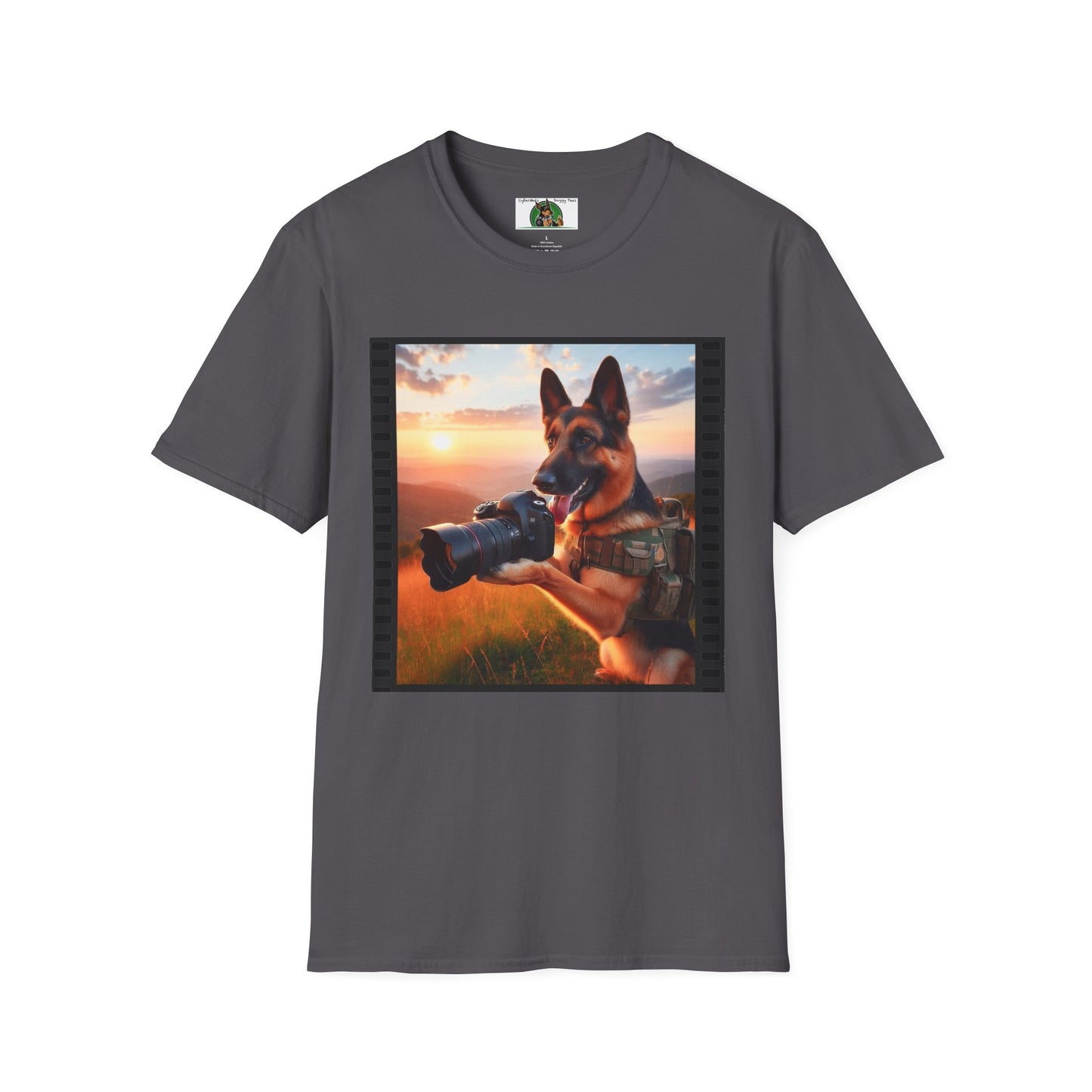 German Shepherd Dog Photographer Unisex Softstyle T-Shirt T-Shirt Printify S Charcoal