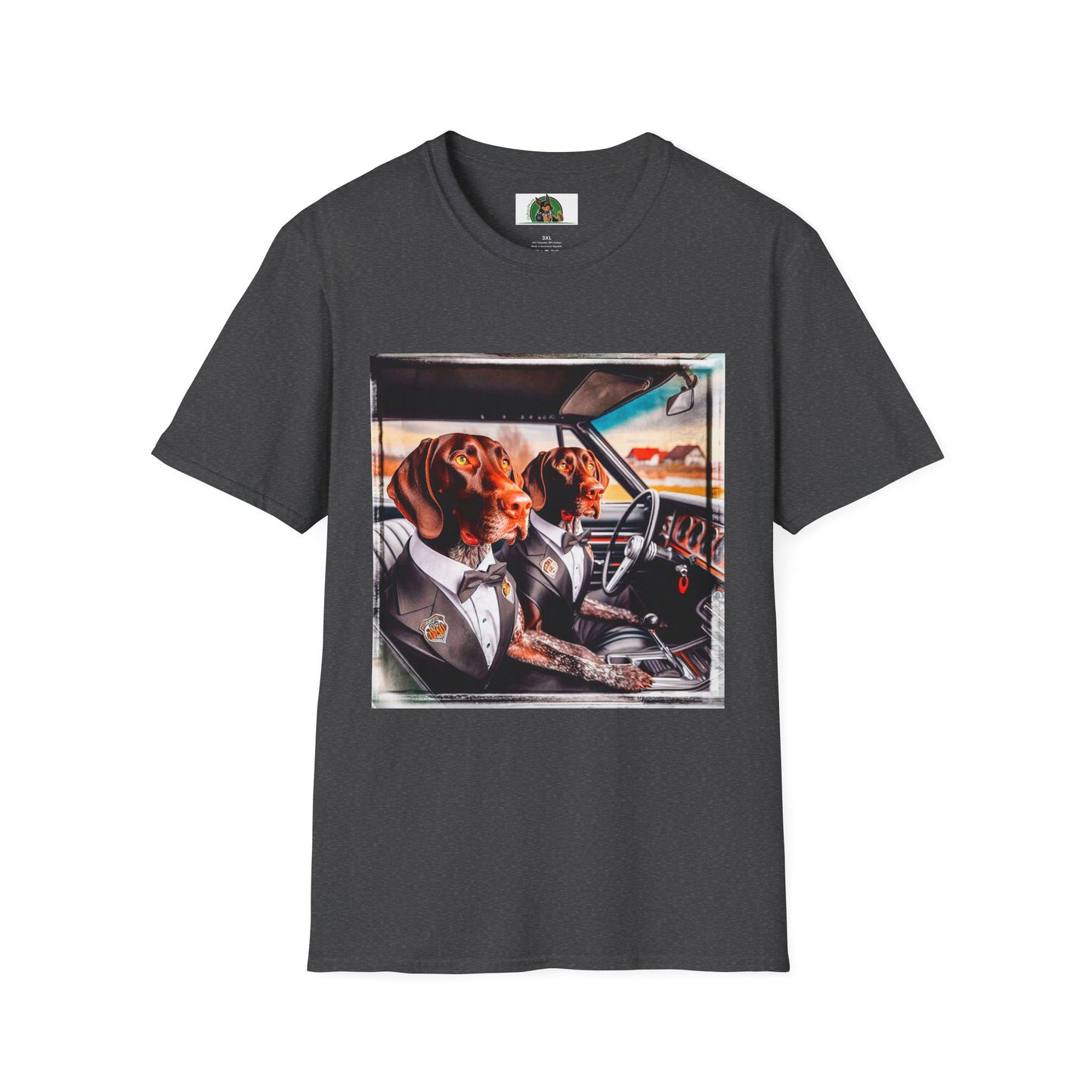 Wacky German Shorthaired Pointer party fun t shirt T-Shirt Printify XS Dark Heather