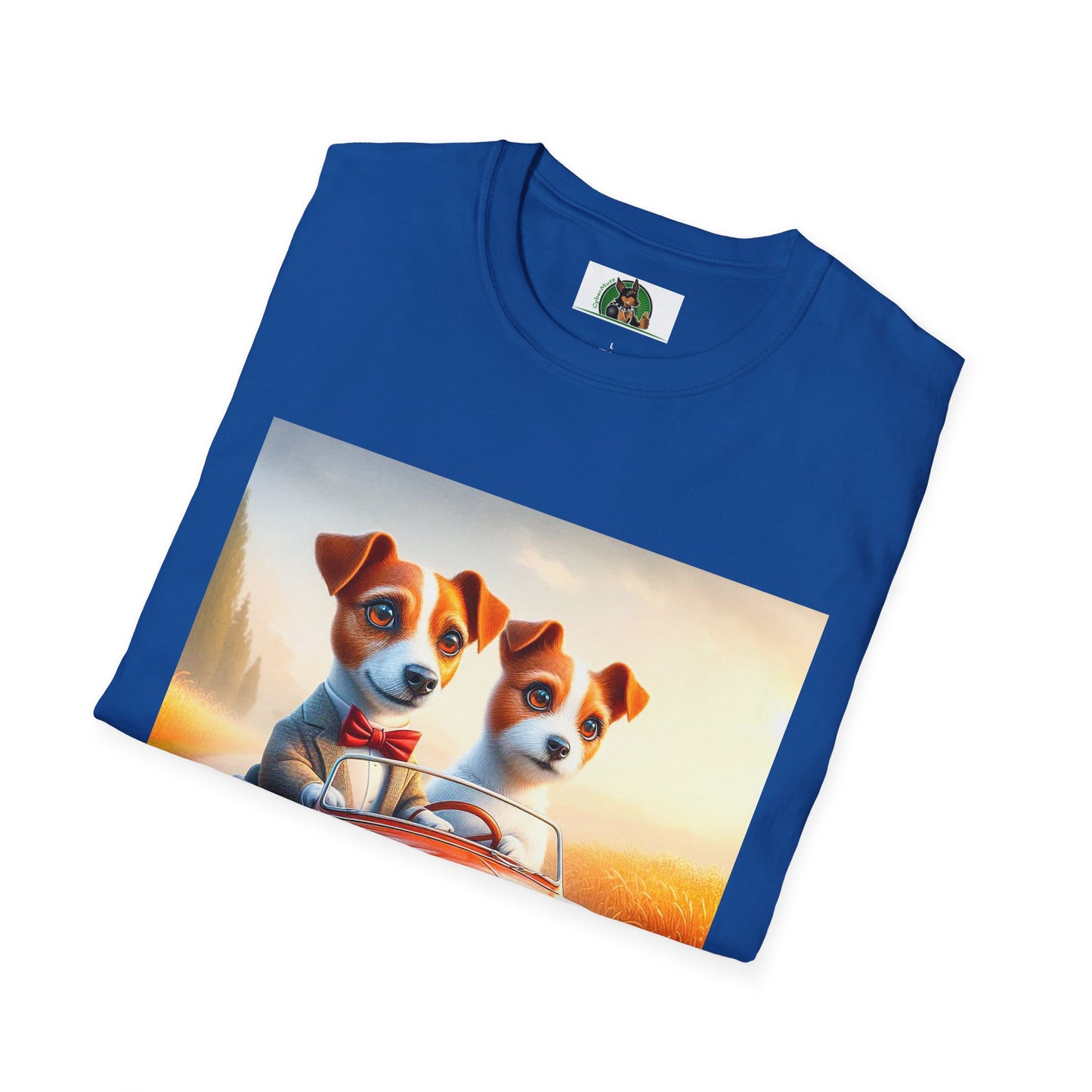 Wacky Jack Russell Puppy Couple Riding In Car T-Shirt Printify