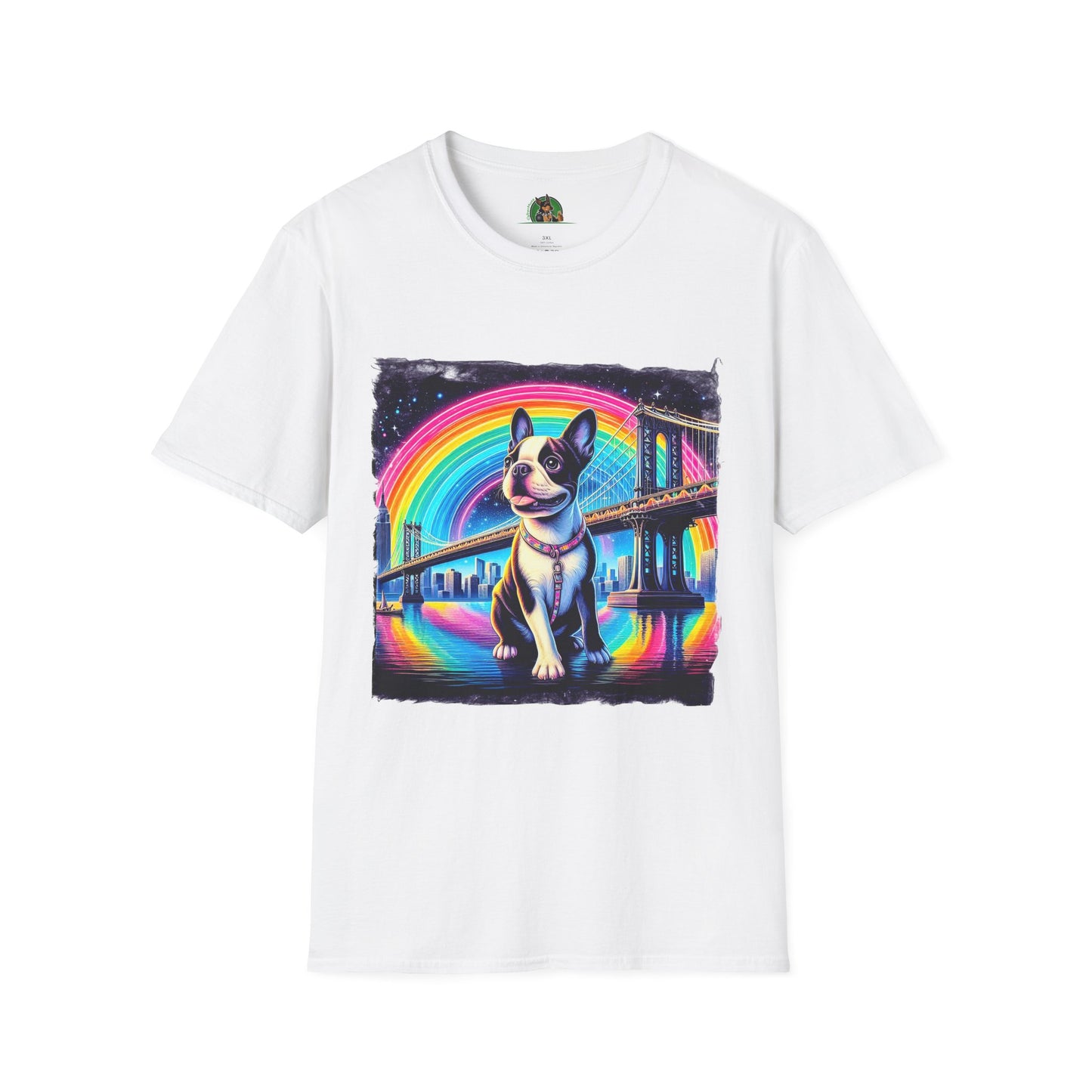 Boston Terrier Rainbow Bridge Shirt T-Shirt Printify XS White