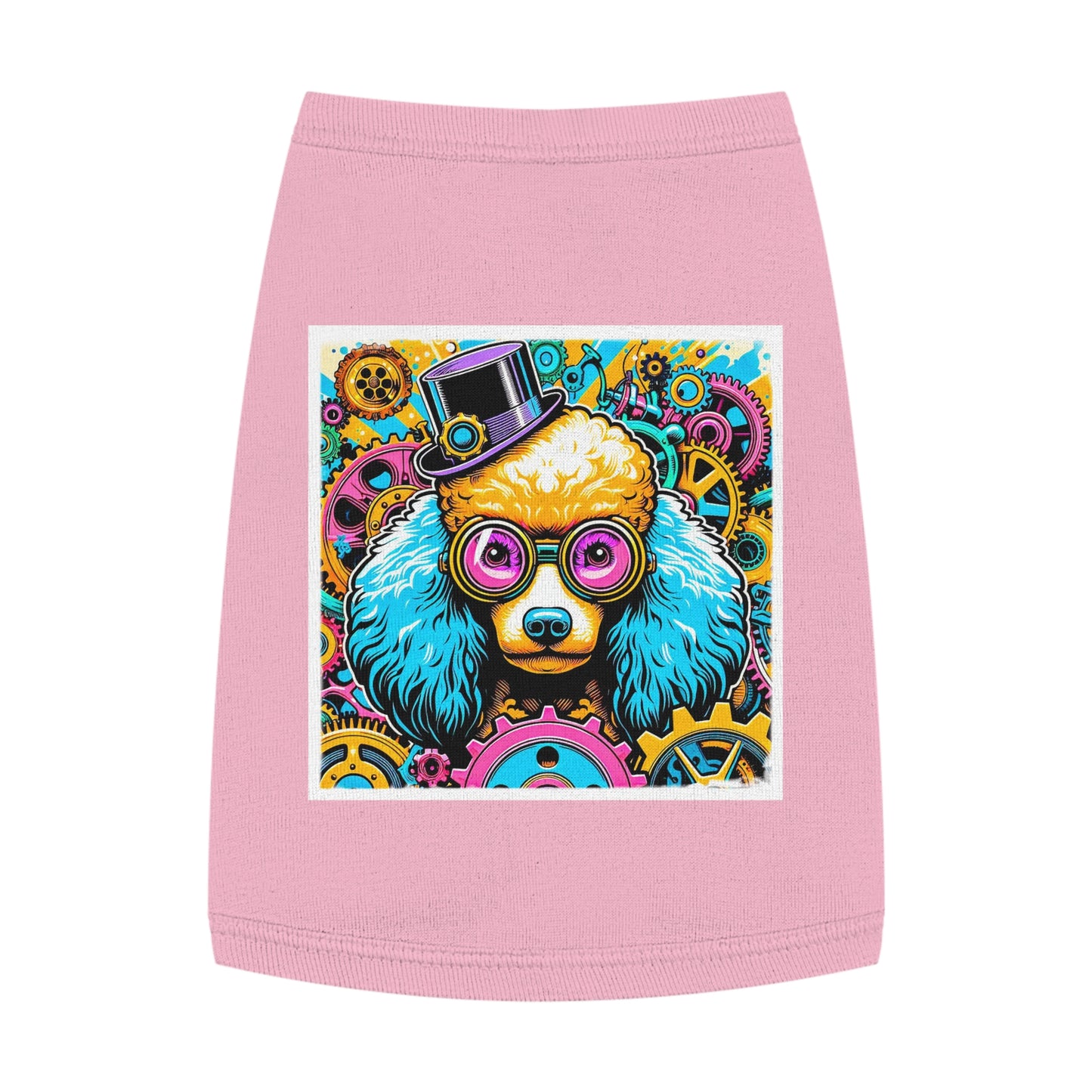 Pet Tank Top Poodle pink and blue steam punk Pets Printify M Pink