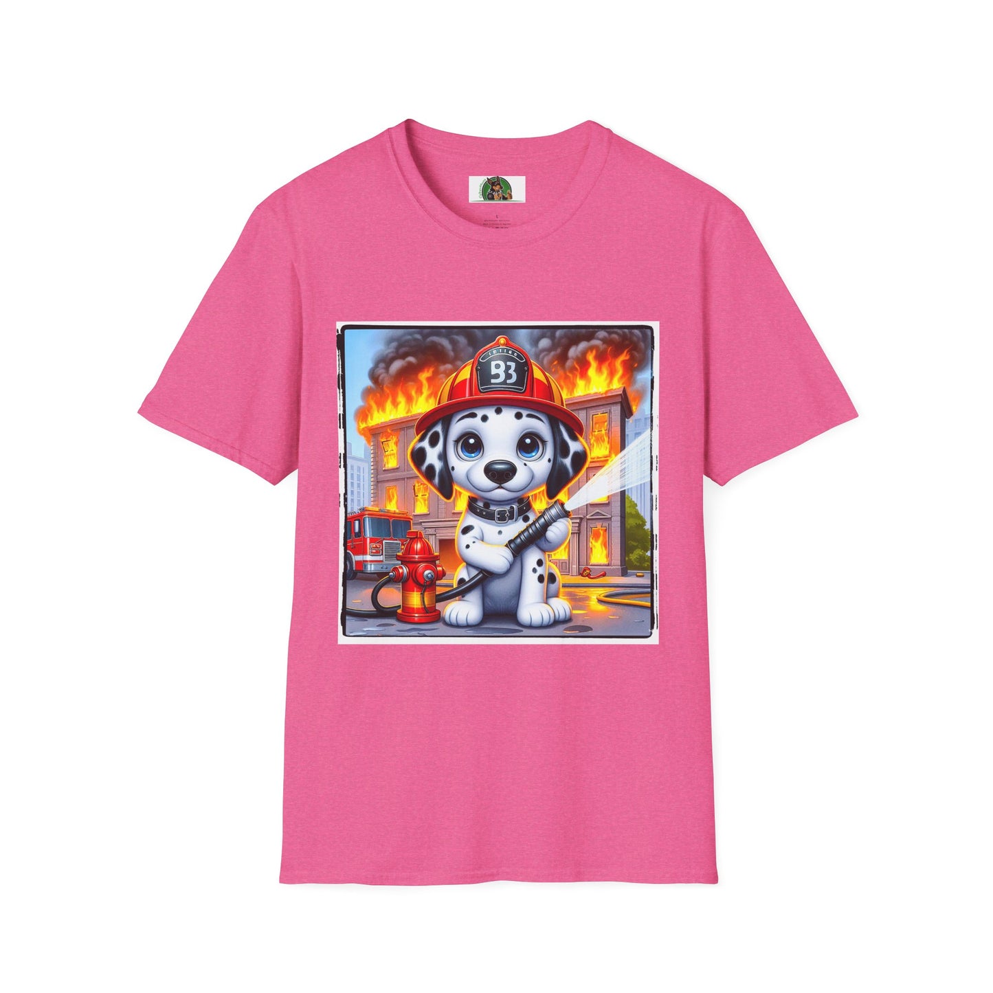 Dalmatian blazing fire t shirt T-Shirt Printify S Heather Heliconia