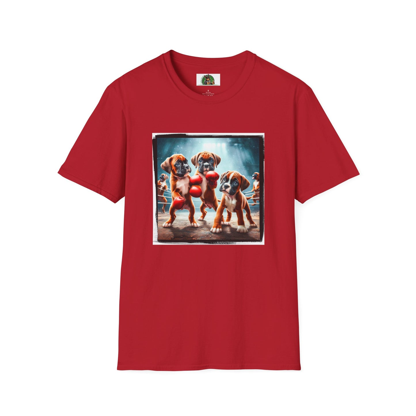 Boxer Puppies In Boxing Ring Shirt T-Shirt Printify S Cherry Red