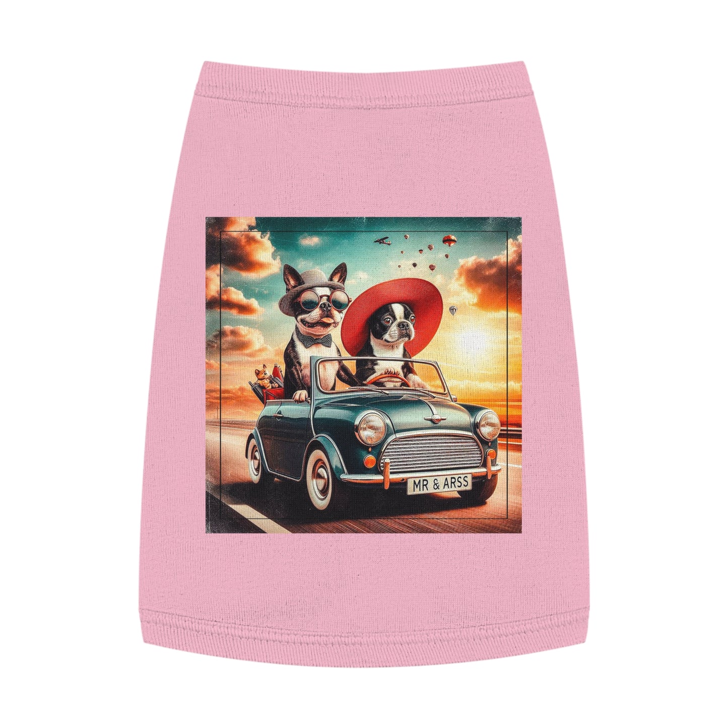 Wacky Boston Terrier Dog Driving in Car Tank Top For Pet Pets Printify M Pink