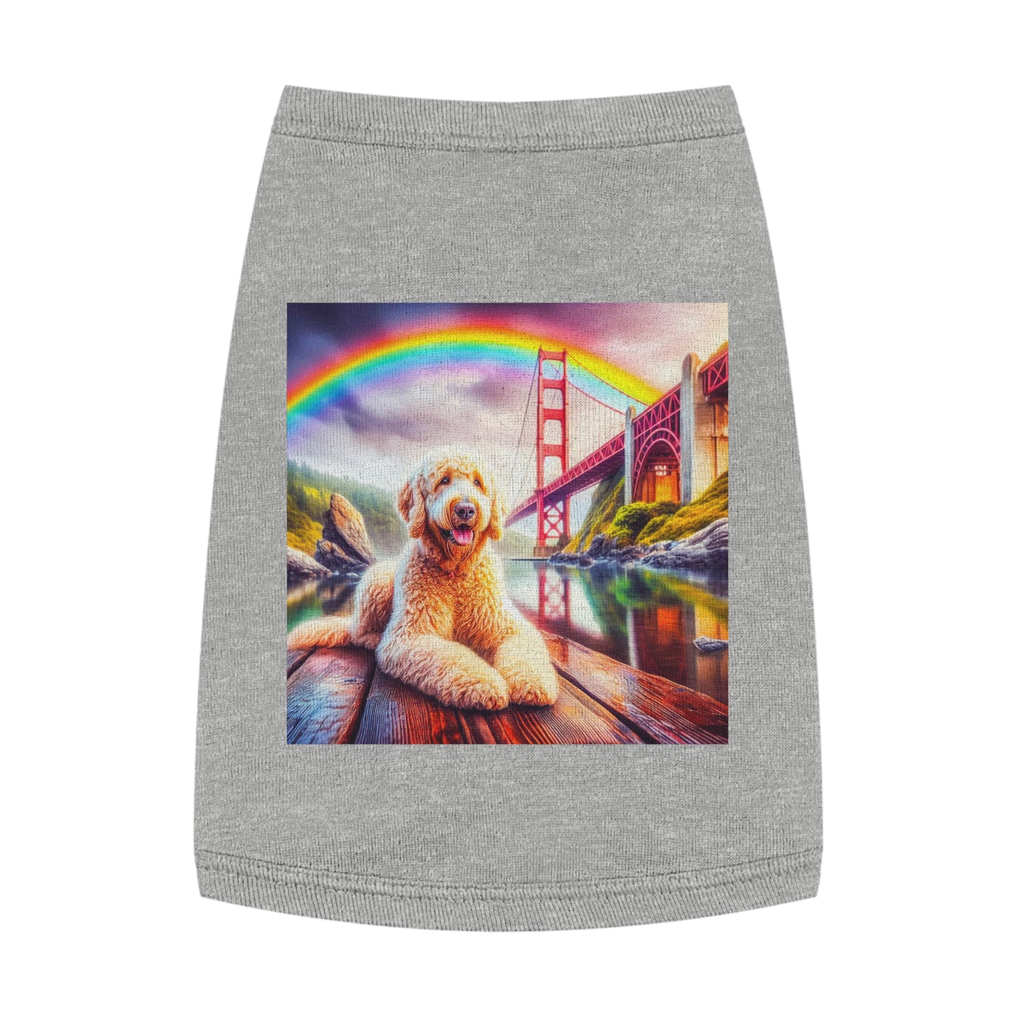 Pet Tank Golden Doodle pretty rainbow shirt Pets Printify M Heather