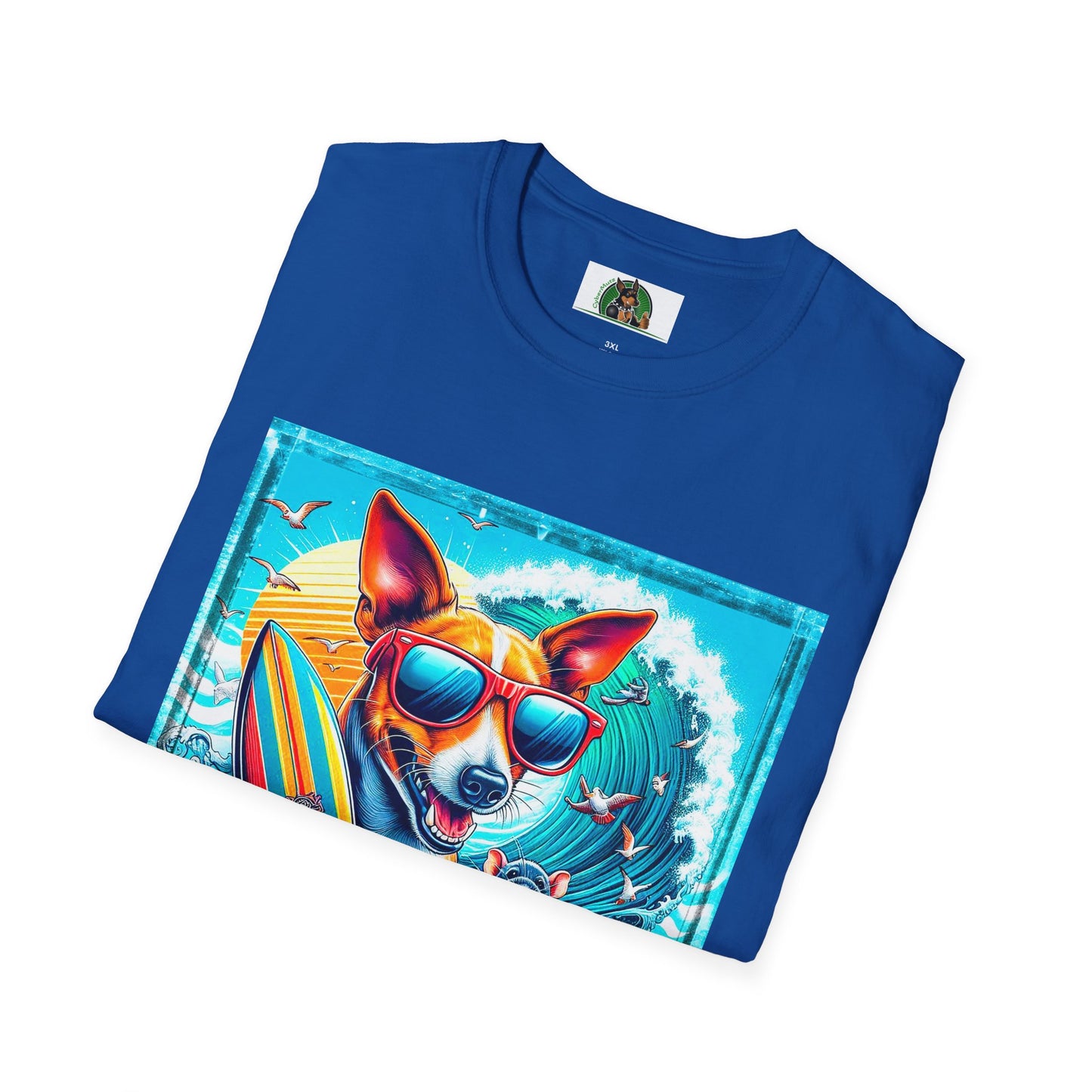Rat Terrier T-Shirt puppy surfing T-Shirt Printify