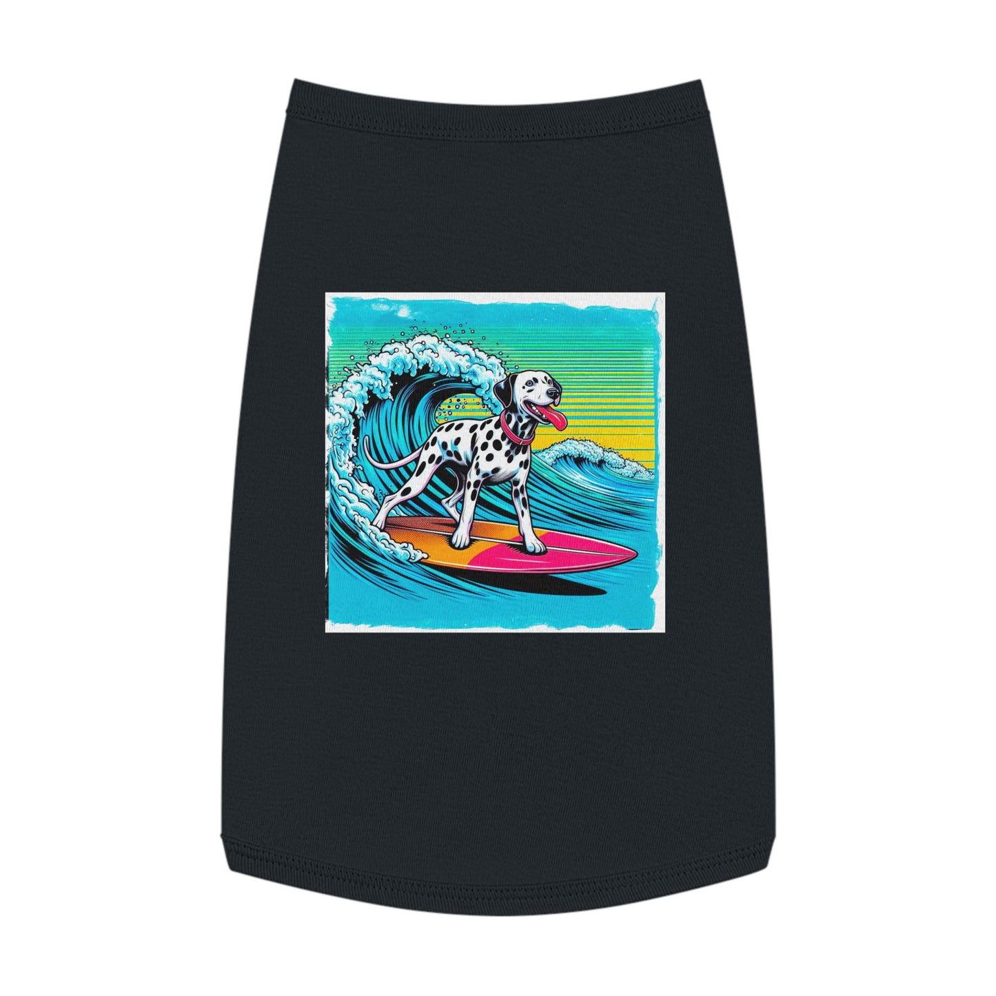 Pet Tank Top Dalmatian colorful waves t shirt Pets Printify