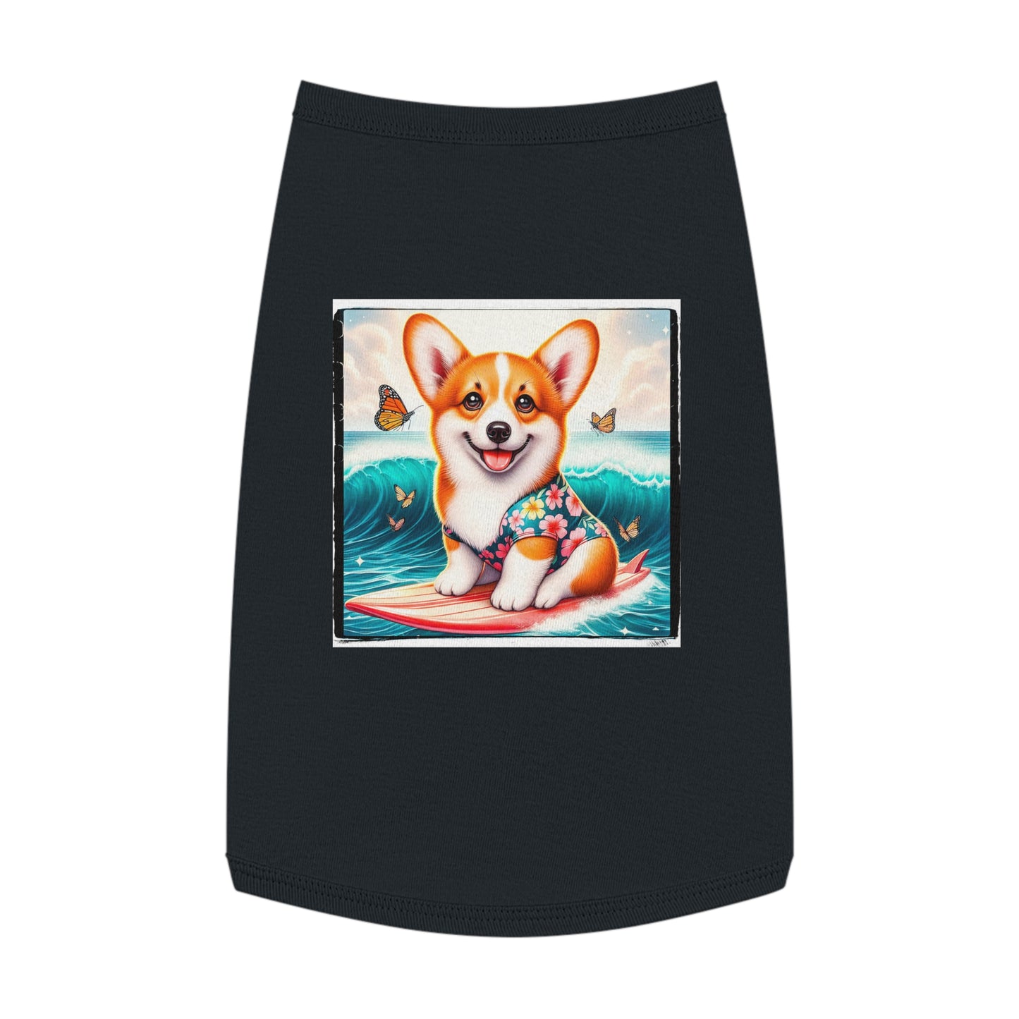 Pembroke Welsh Corgi tiny surfer Pets Printify L Black