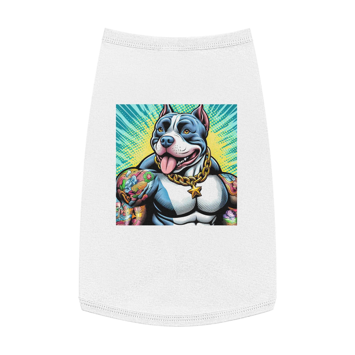 Pet Tank Top Pit Bull huge muscles shirt Pets Printify L White