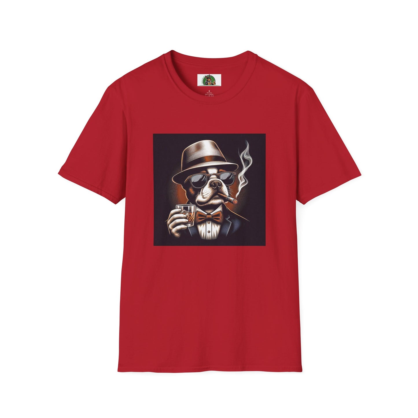 Boston Terrier Smoking T-shirt T-Shirt Printify S Cherry Red