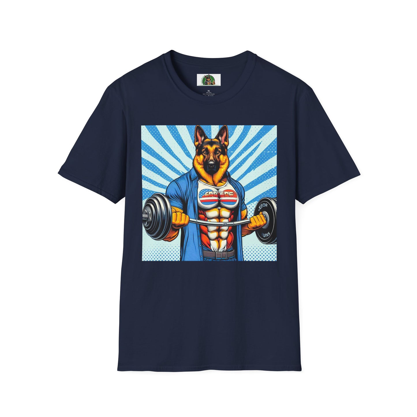 German Shepherd working out shirt T-Shirt Printify Navy S