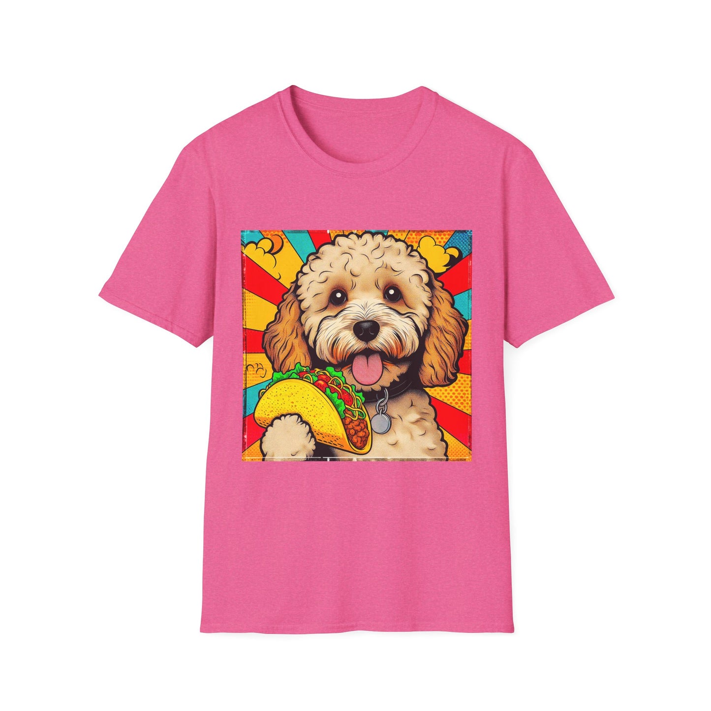 CockerPoo taco eating t shirt T-Shirt Printify S Heather Heliconia