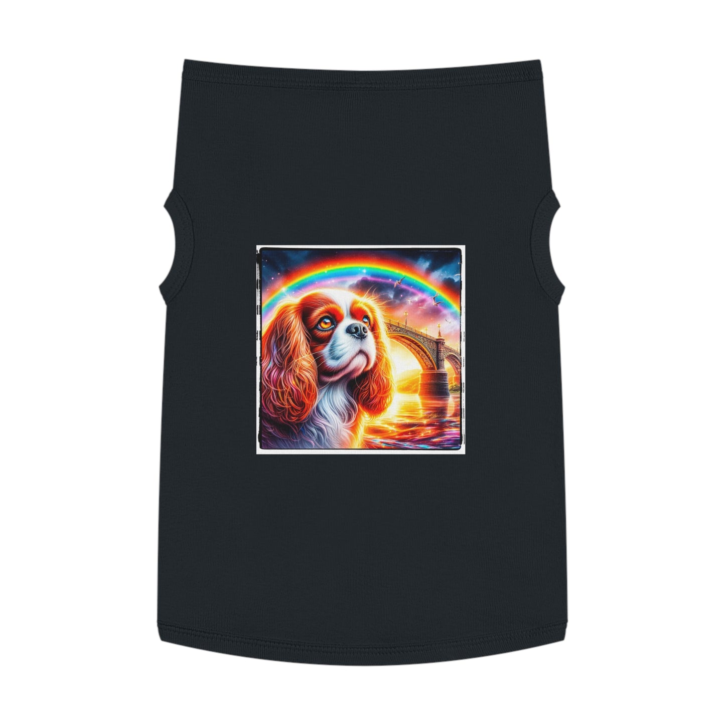 Pet Tank Top Cavalier King Charles Spaniel Rainbow bridge T Shirt Pets Printify