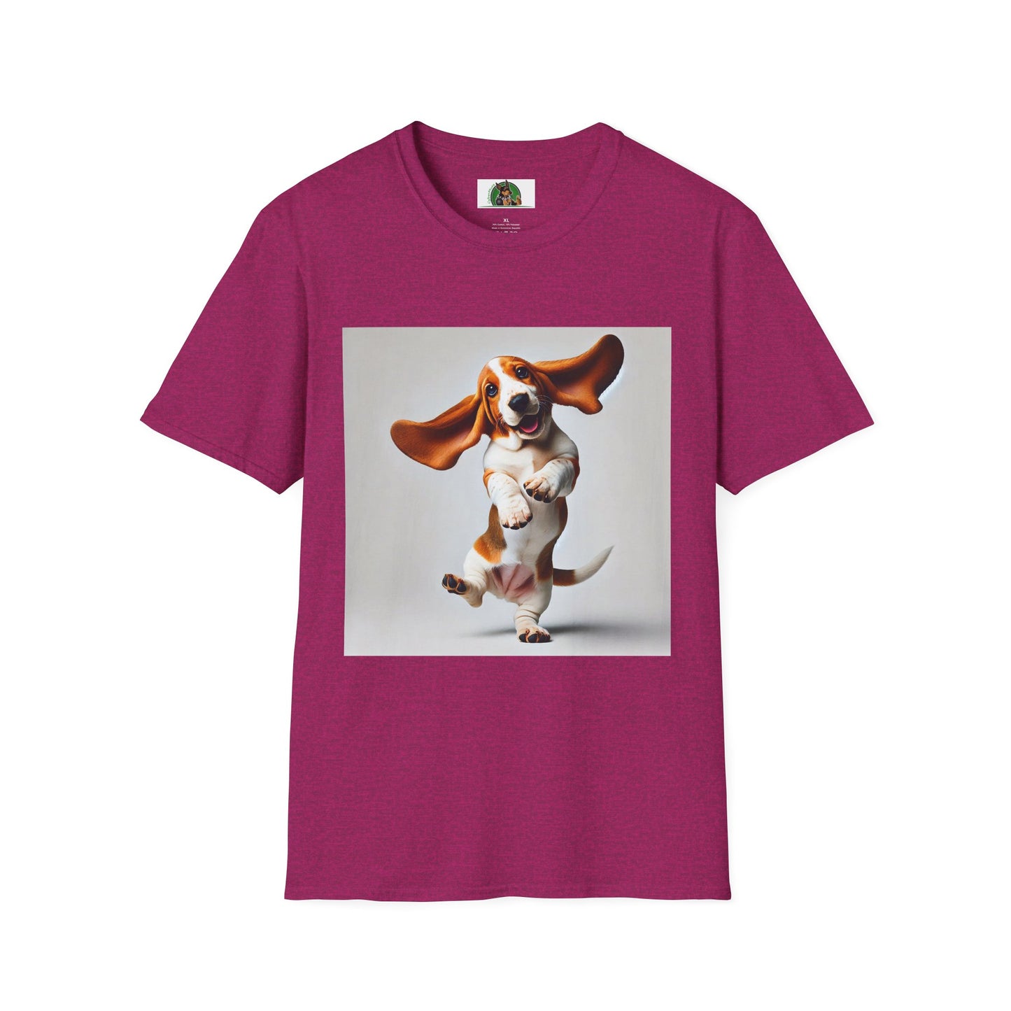 Bassett Hound T-Shirt - Dancing Dog Design T-Shirt Printify S Antique Heliconia